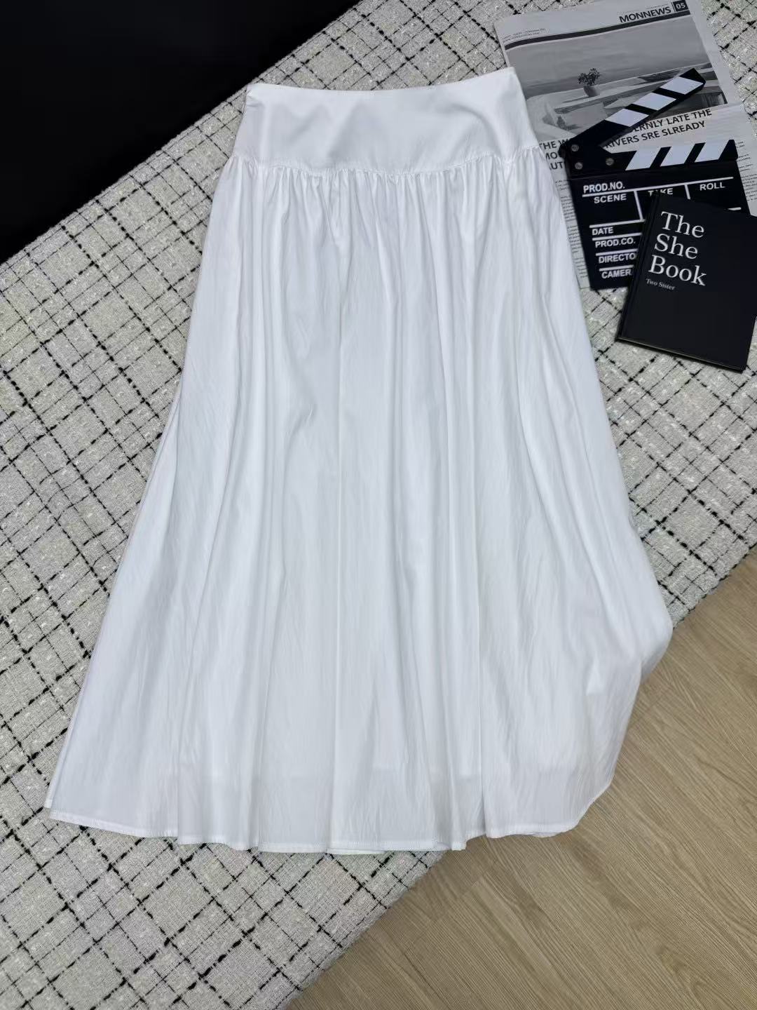 P26 High Waist Pleated Midi Skirt with Triangle Logo