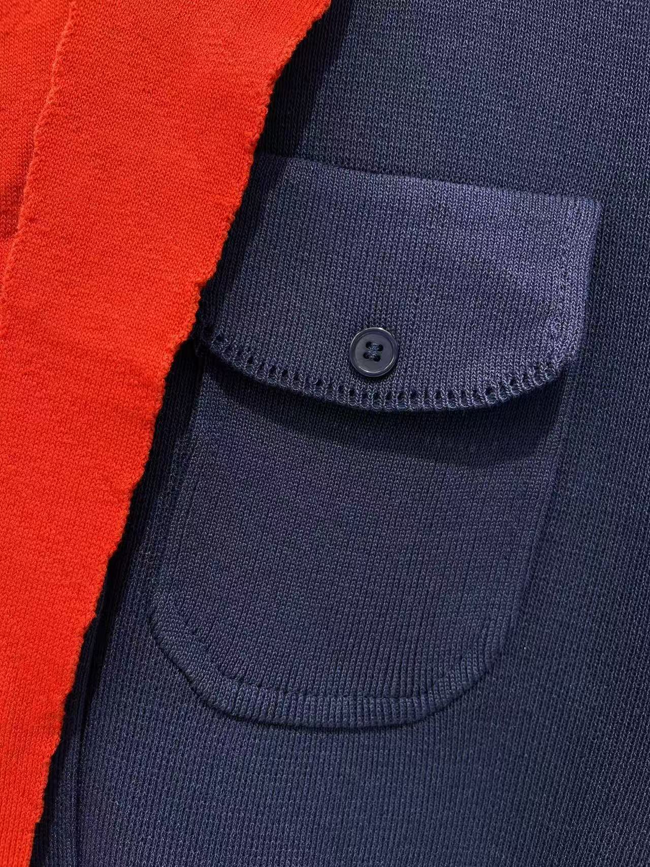 GU 26 Women Color Block Tie Collar Short Sleeve Knit Cardigan