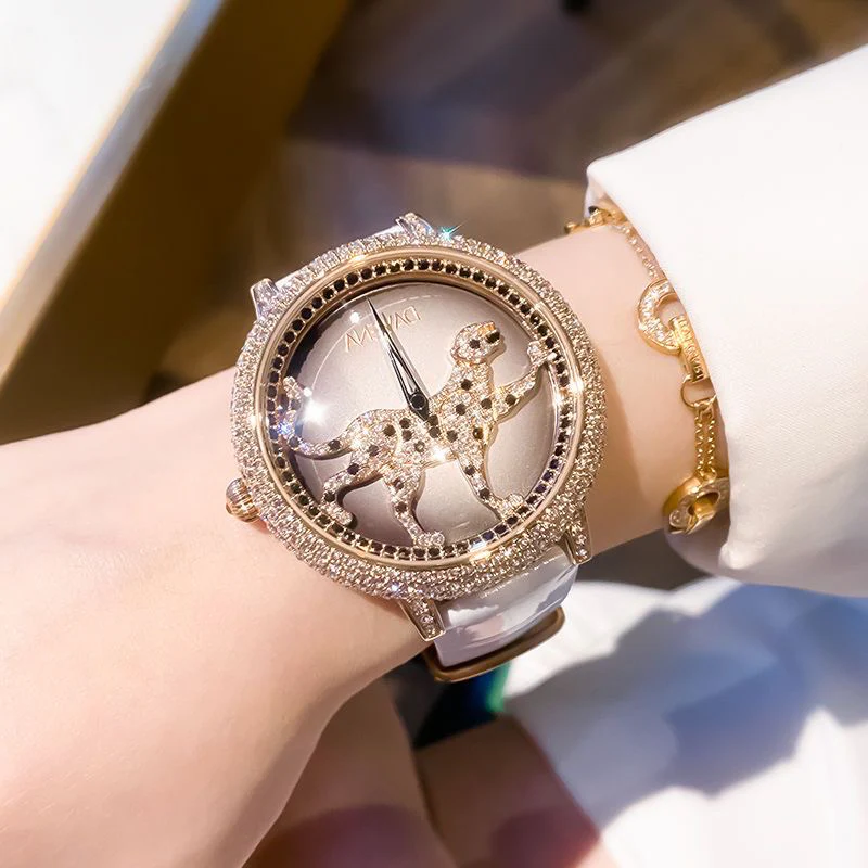 Dv  Ultra-Flash Gold Leopard Full Diamond Watch