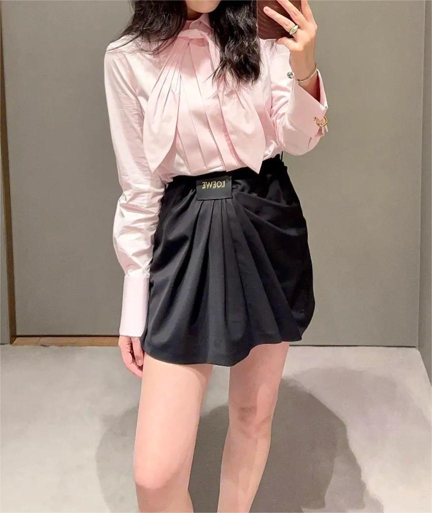 LOE Pleated High Waist Skinny Half Skirt