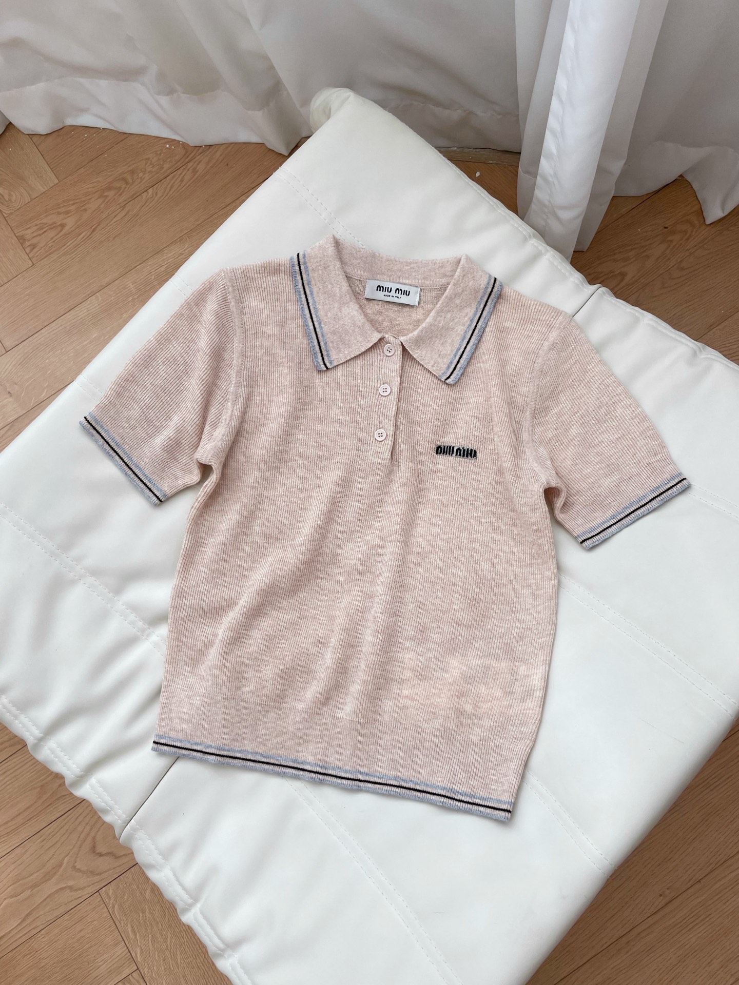 Mi short-sleeved knitted polo shirt