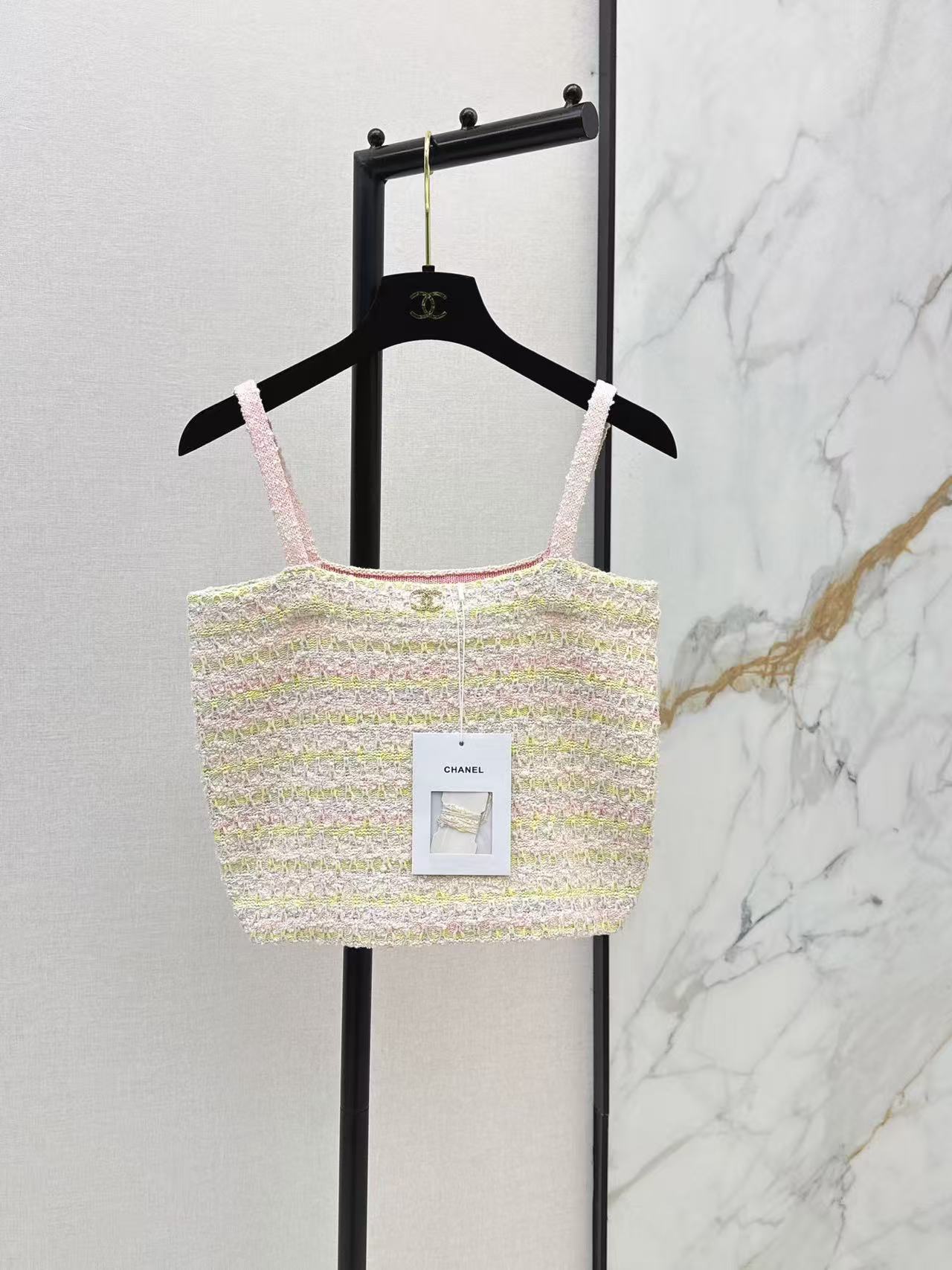 Cha 26 Pastel Striped Hollow Knit Cami Top