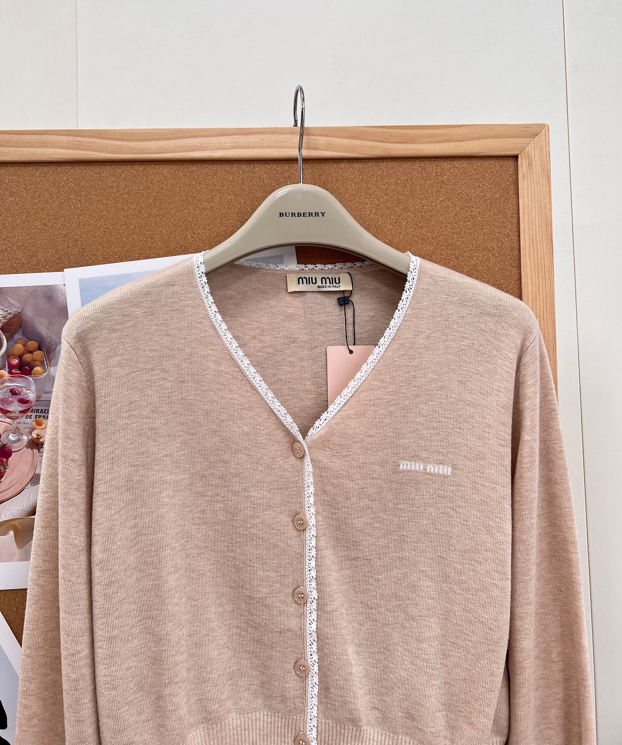 Mi 26 Spring/Summer Lace Trim V-Neck Knit Cardigan