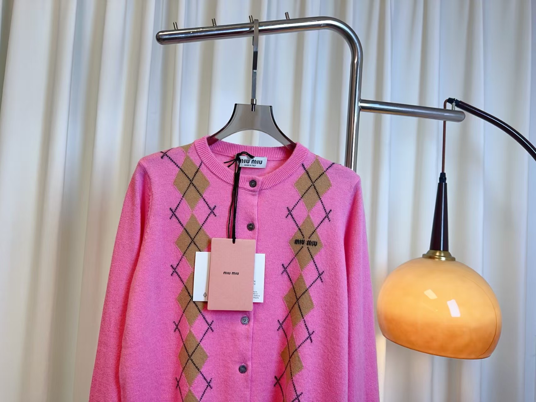 Mi** New Micro-logo Argyle Cashmere Cardigan. Custom