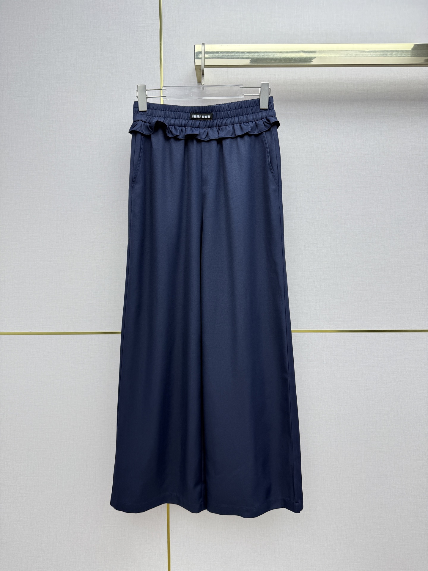 Mi ruffle-waist high-waisted wide-leg pants