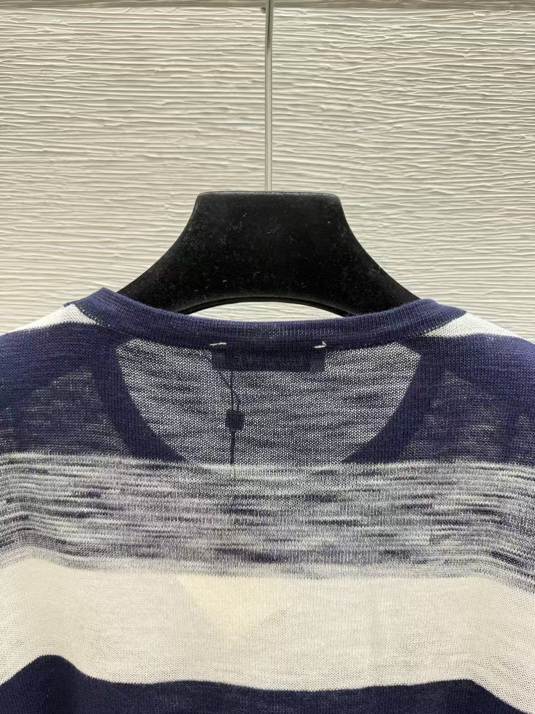 LOE Lightweight Sheer Striped Long Sleeve Knit Sweater