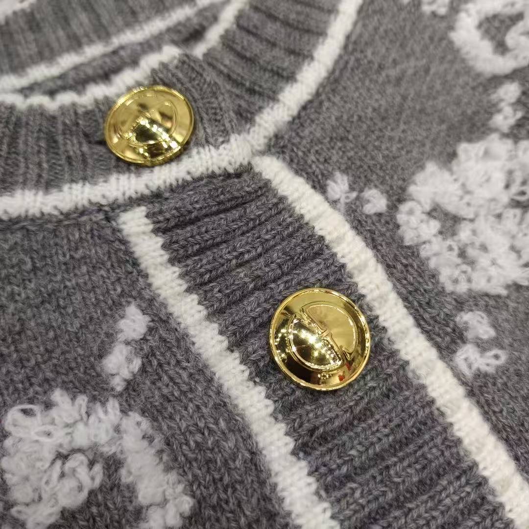 GG Round neck double G letter thick wool cardigan