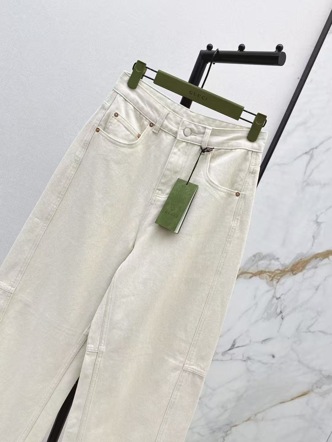 GU High Waist Straight Leg White Denim Jeans Casual Loose Wide Leg Pants For Women