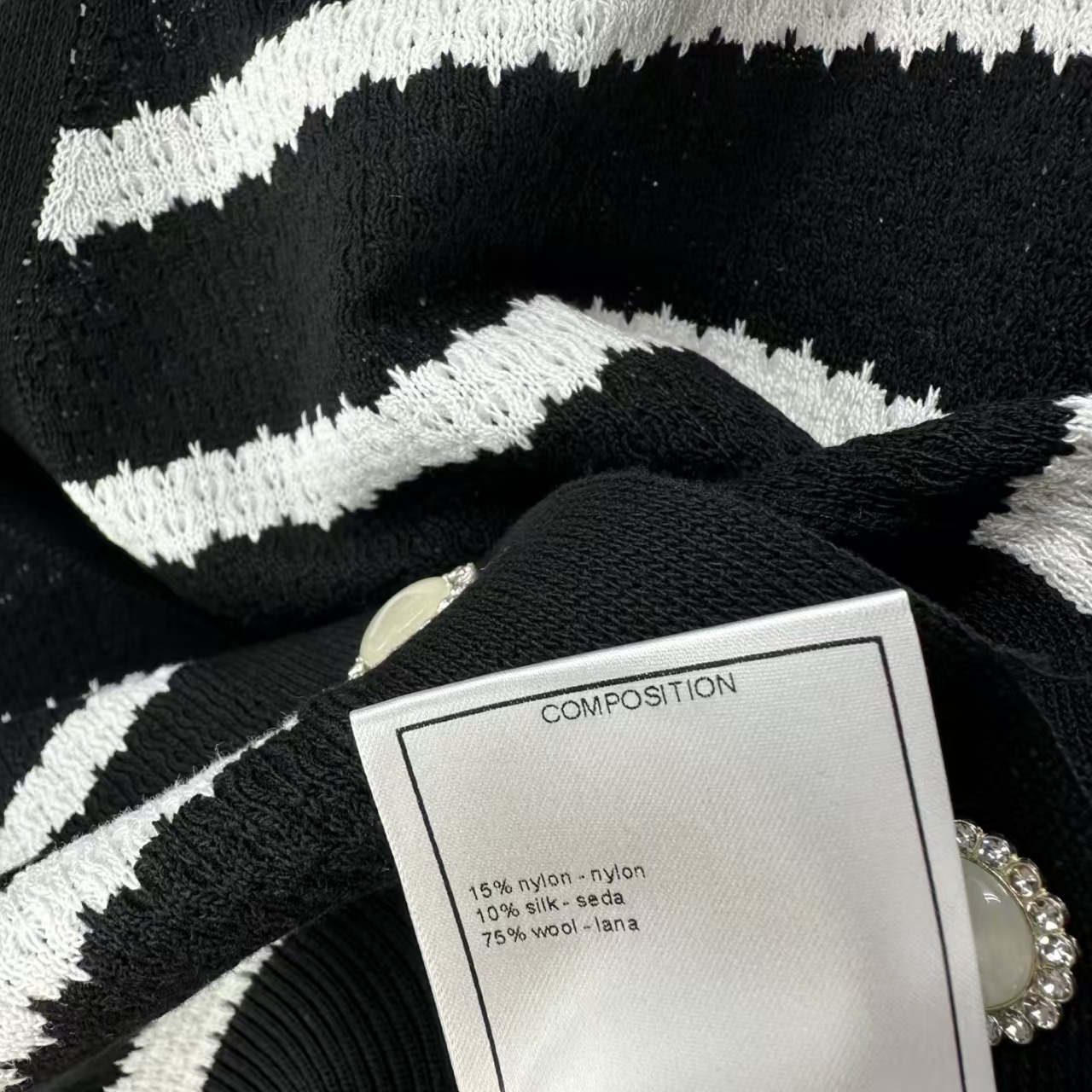 Cha Black and white striped knit cardigan