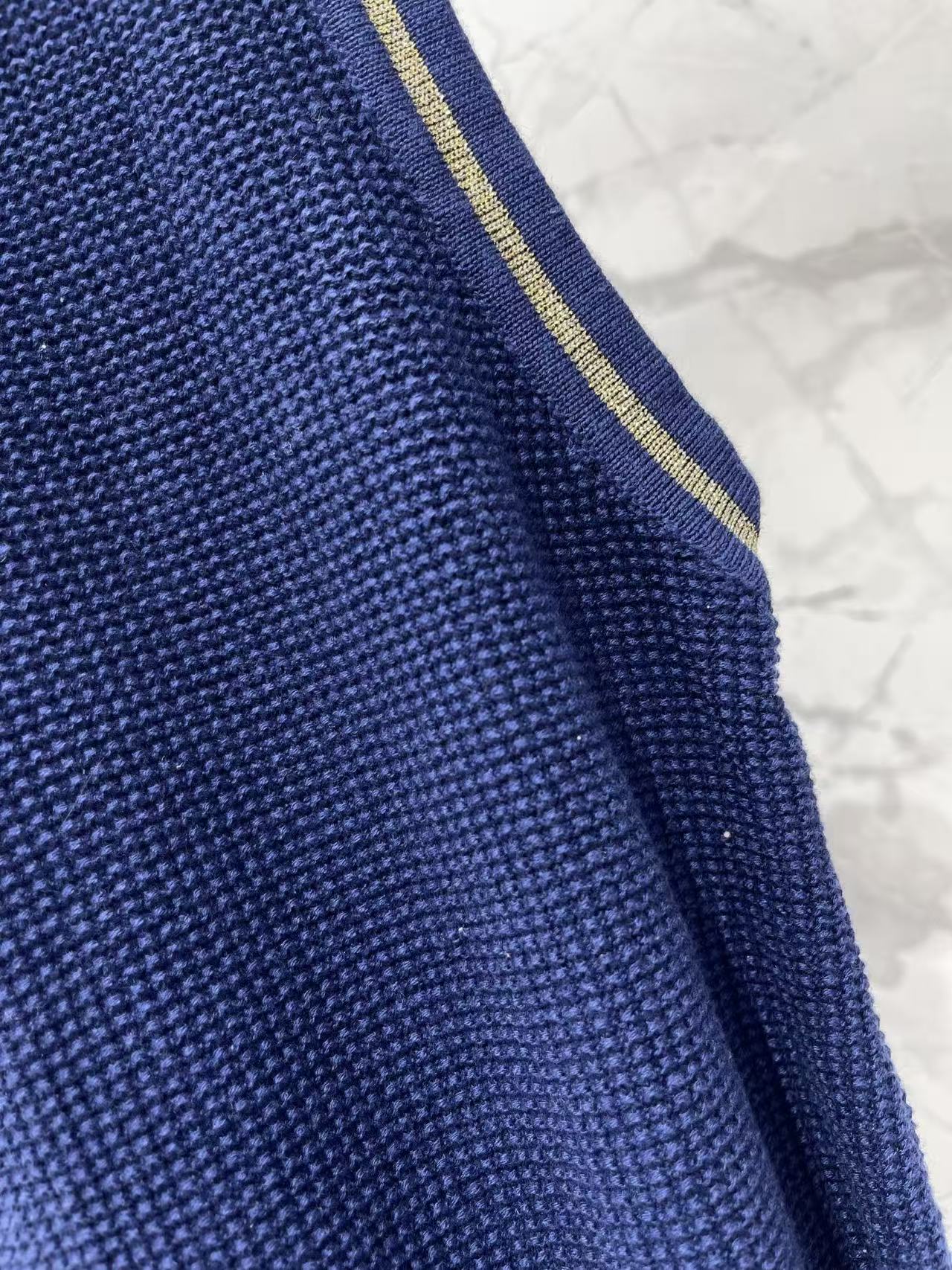 GU Royal Blue Cable Knit Sleeveless Mini Dress Gold
