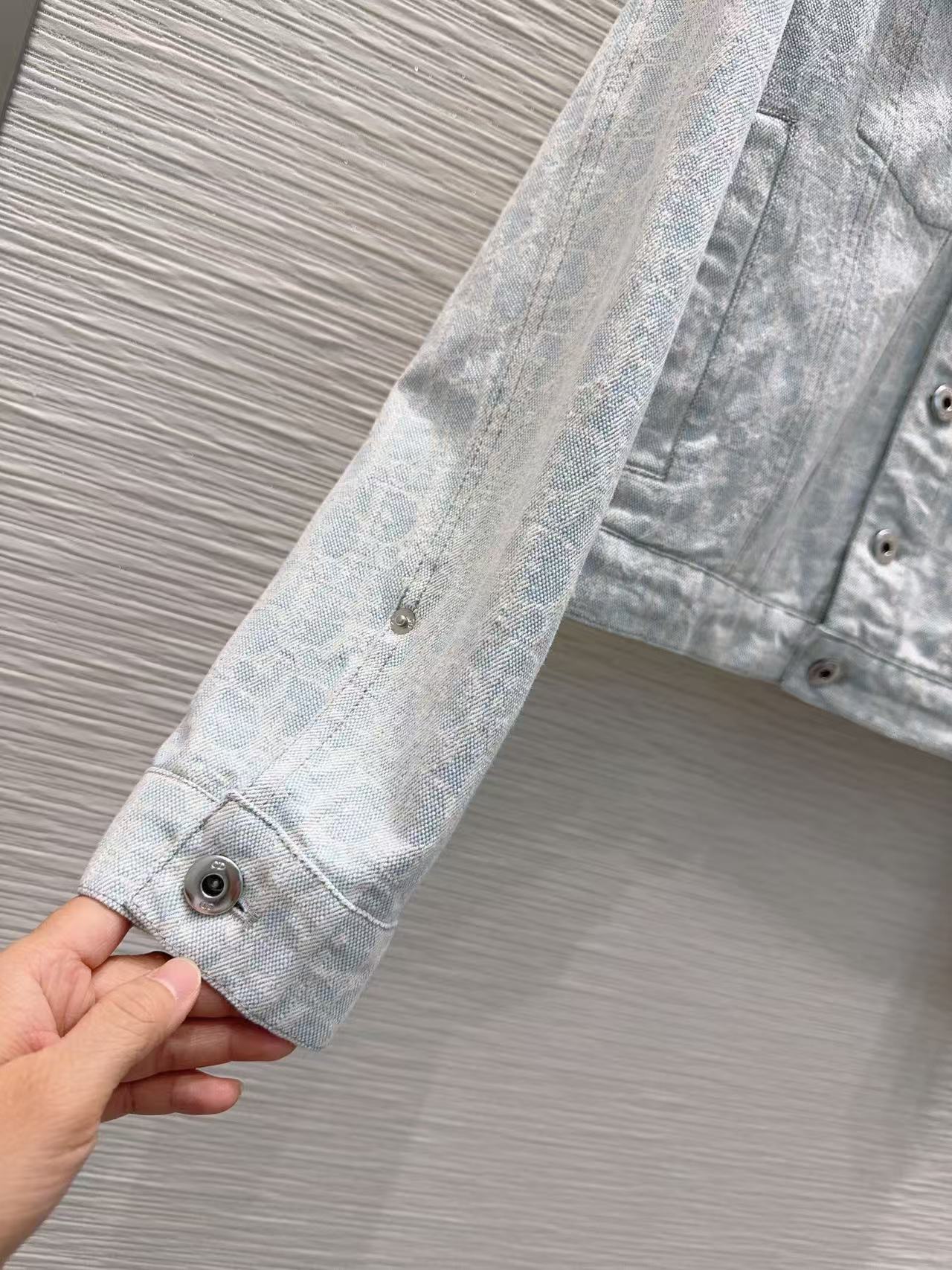 Di 26 Light Wash Denim Jacket Lined Monogram Print