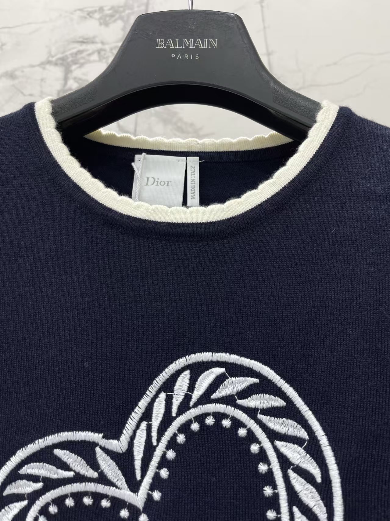 Di New Heart Letter Embroidery Wool Knitwear