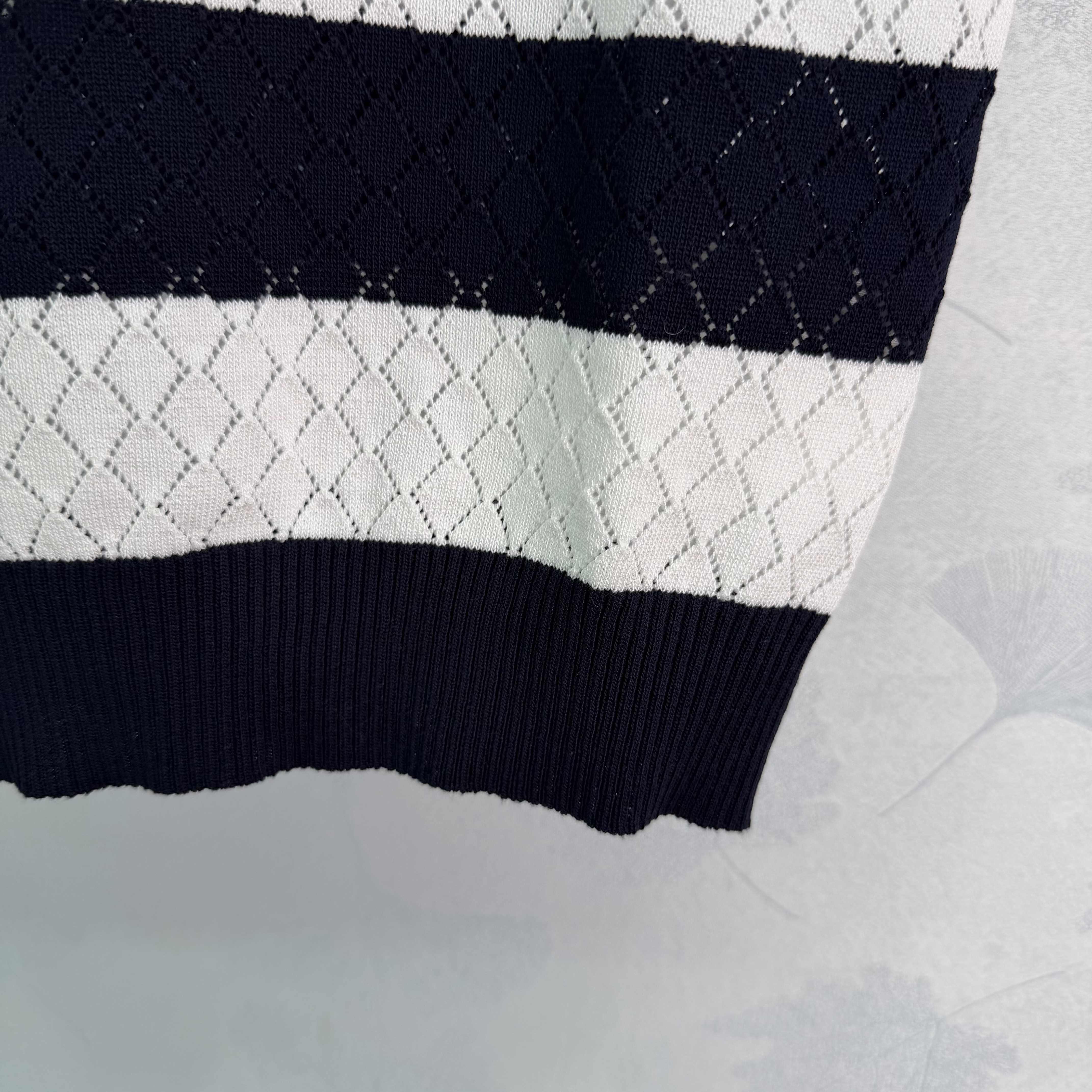 Mi 2026 Spring/SummerNew Lace Collar StripedKnit Vest