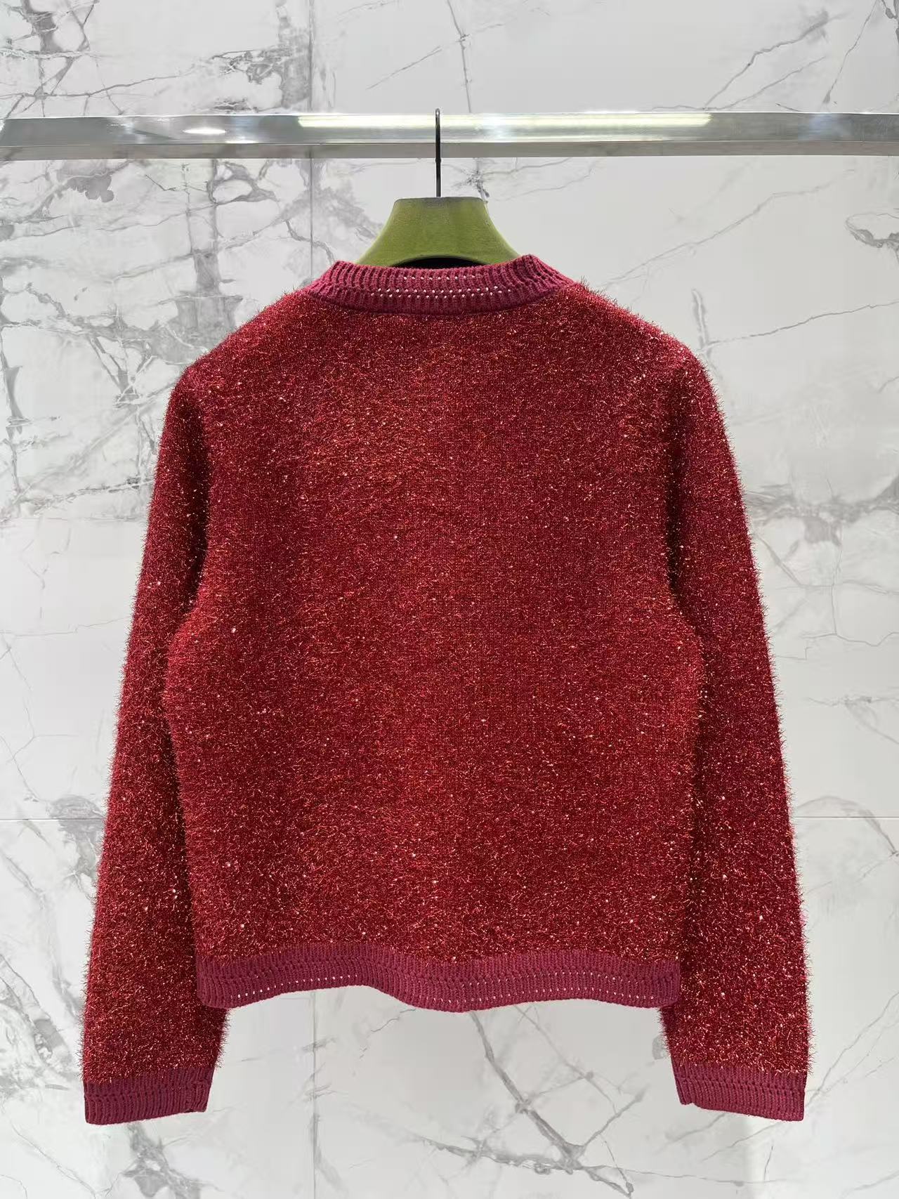 GU Sparkle Knit Button Front Cardigan Long Sleeve Pocket Jacket