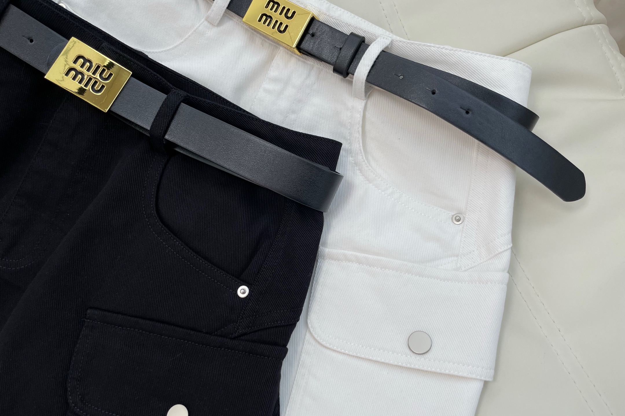 Mi Utility Style Belted Denim MiSkirt