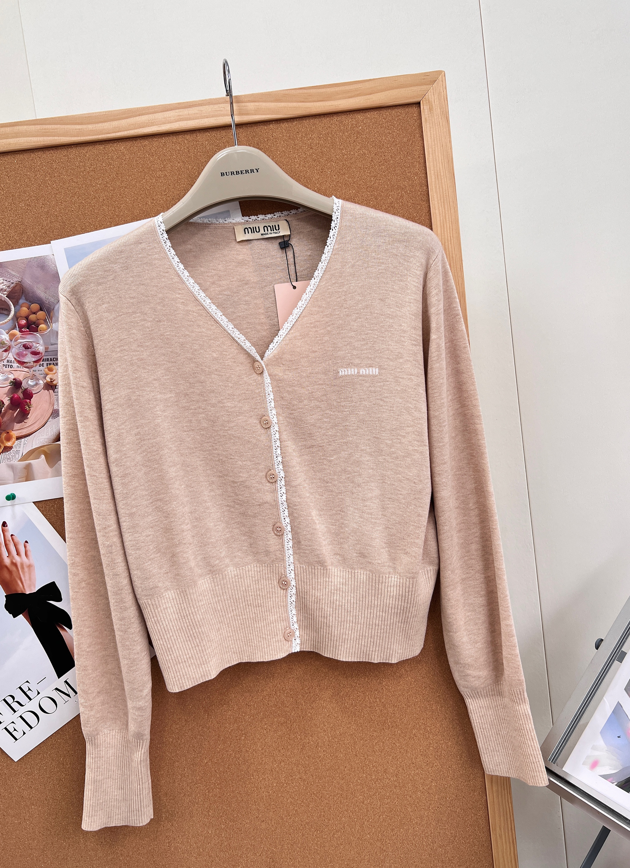 Mi 26 Spring/Summer Lace Trim V-Neck Knit Cardigan