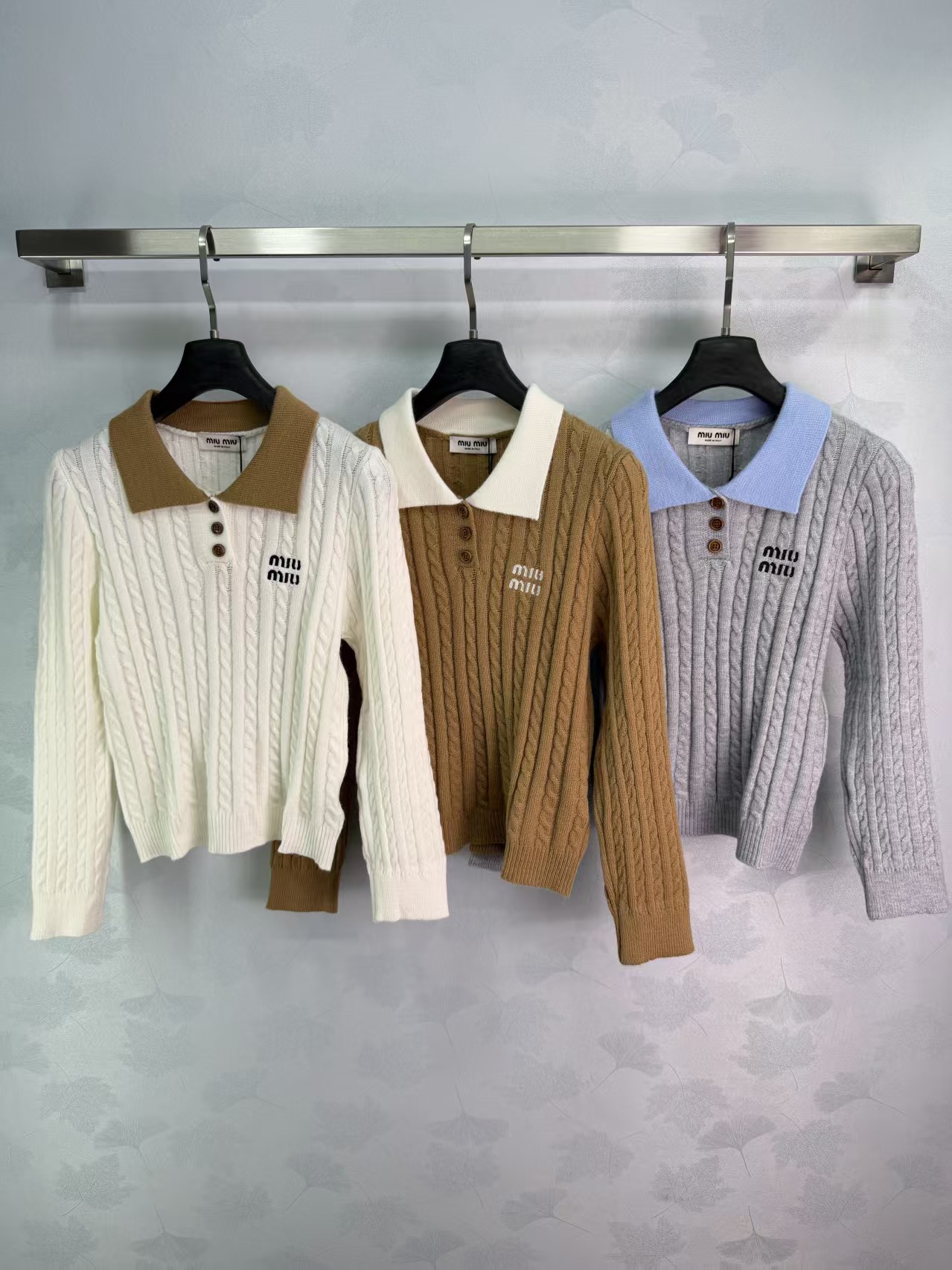 Mi* 2026 Early Autumn New Color-block Fake Two-piece Lapel Knitted Long Sleeve Sweater