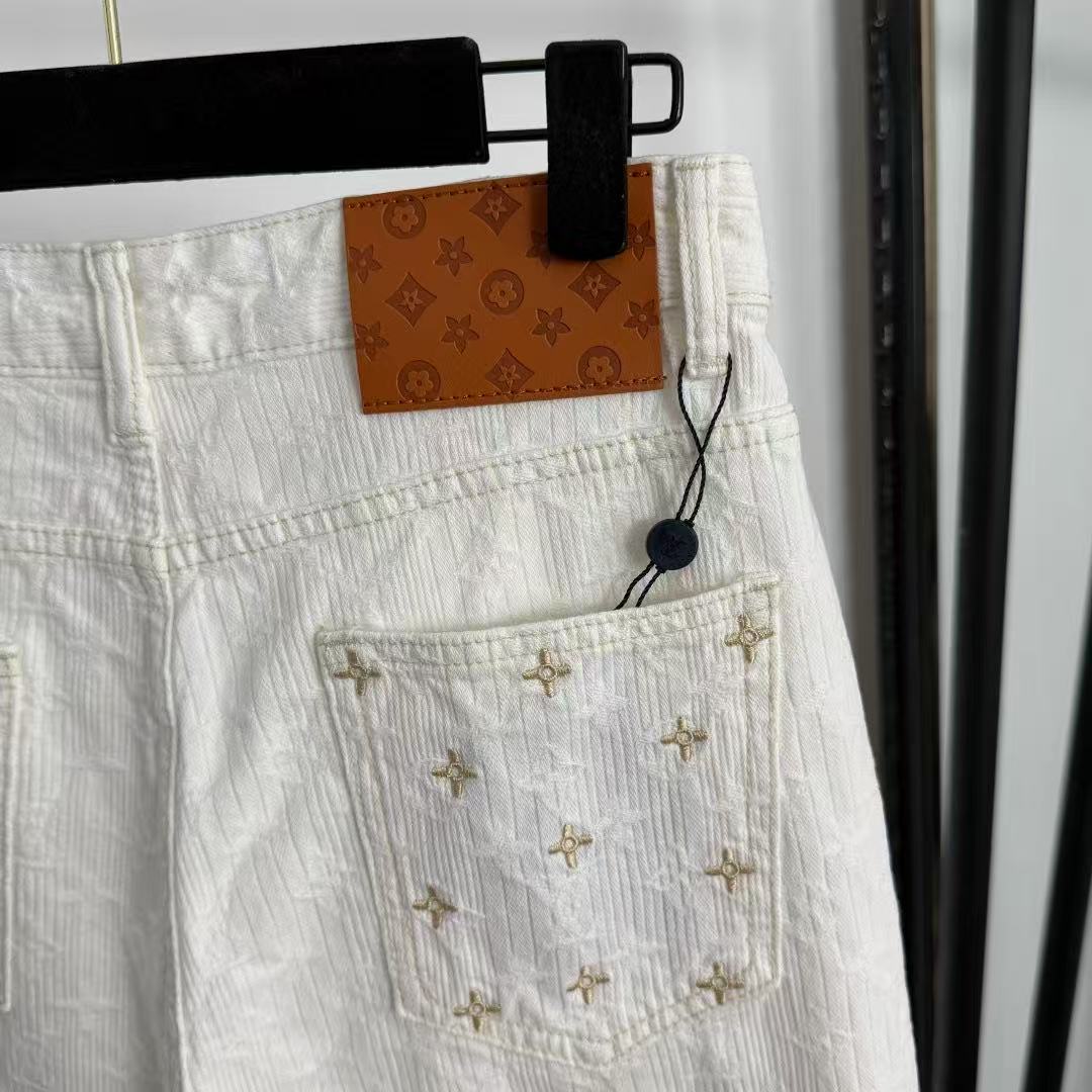 LO 26 Subtle Jacquard Pattern Five Pocket Loose Straight Jeans