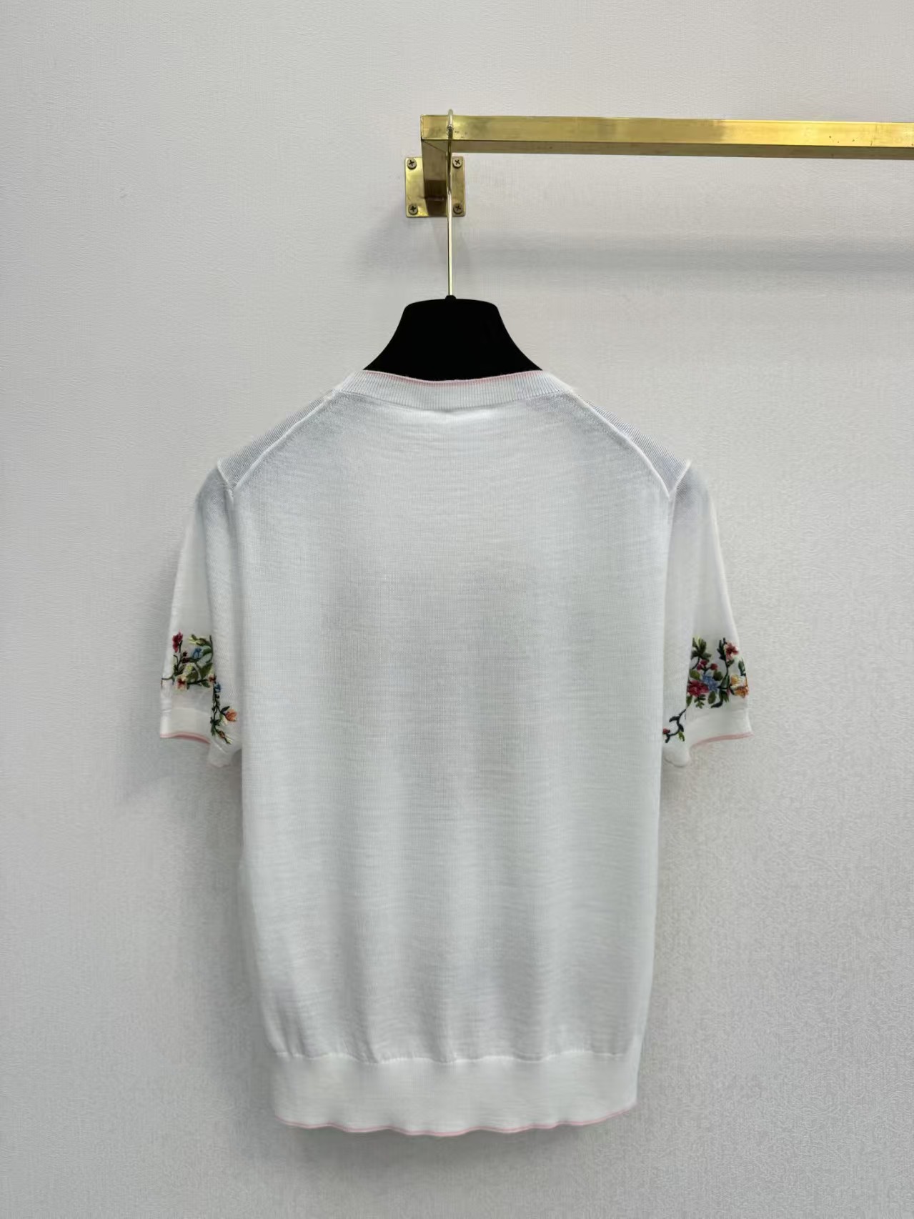 Dior floral embroidery short-sleeve knit sweater