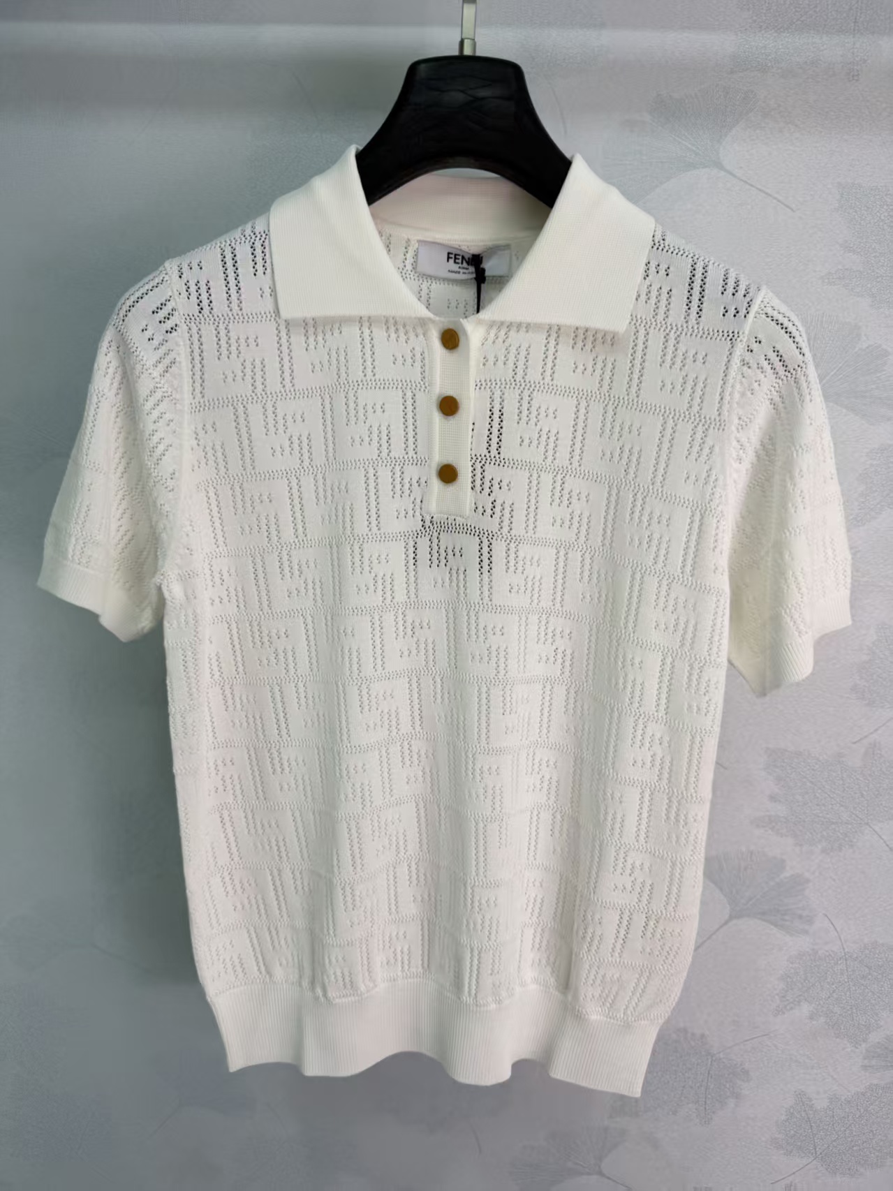 FE* 2026 Spring/Summer New Collared Hollow Knit Short Sleeve