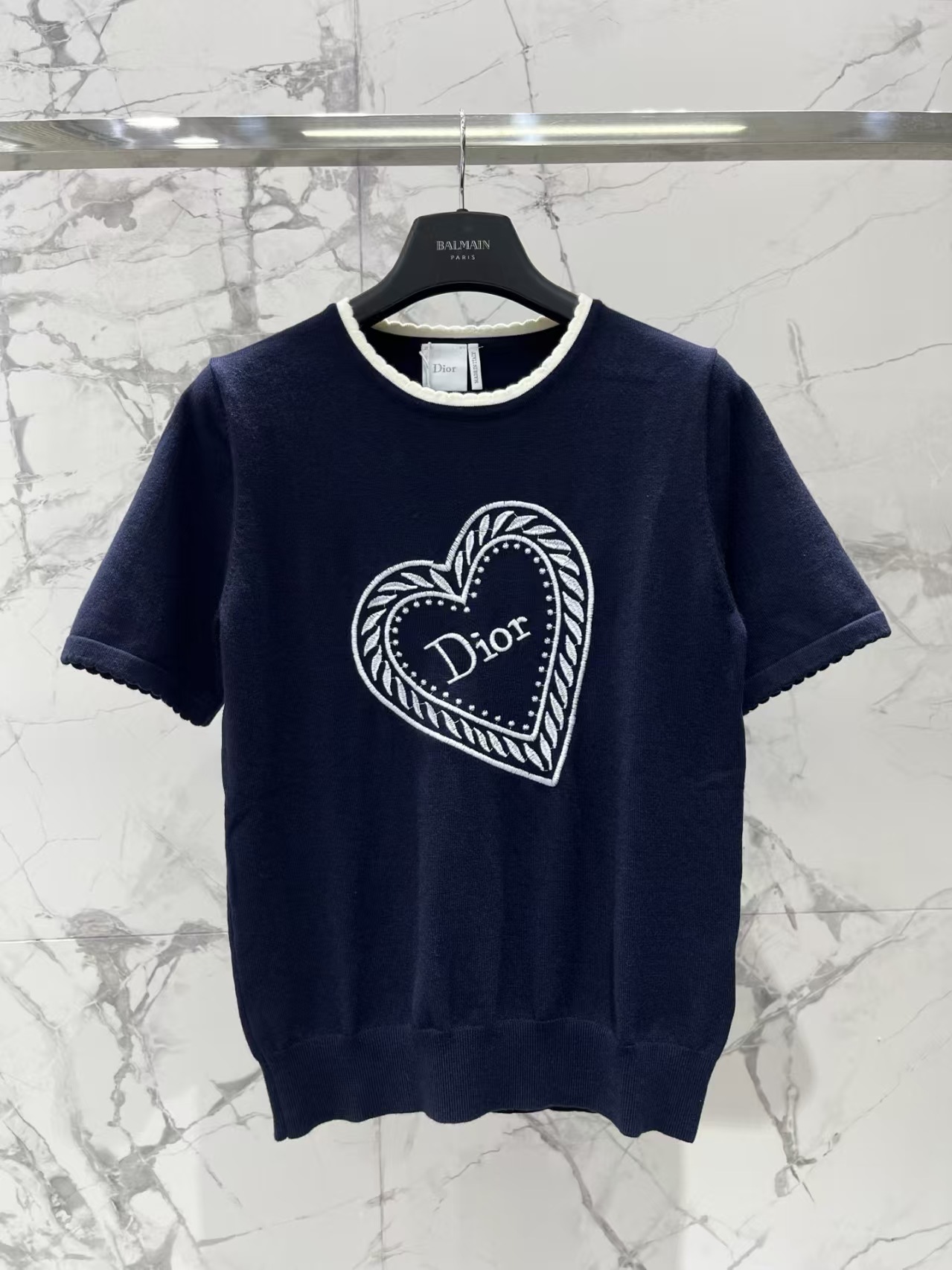 Di New Heart Letter Embroidery Wool Knitwear