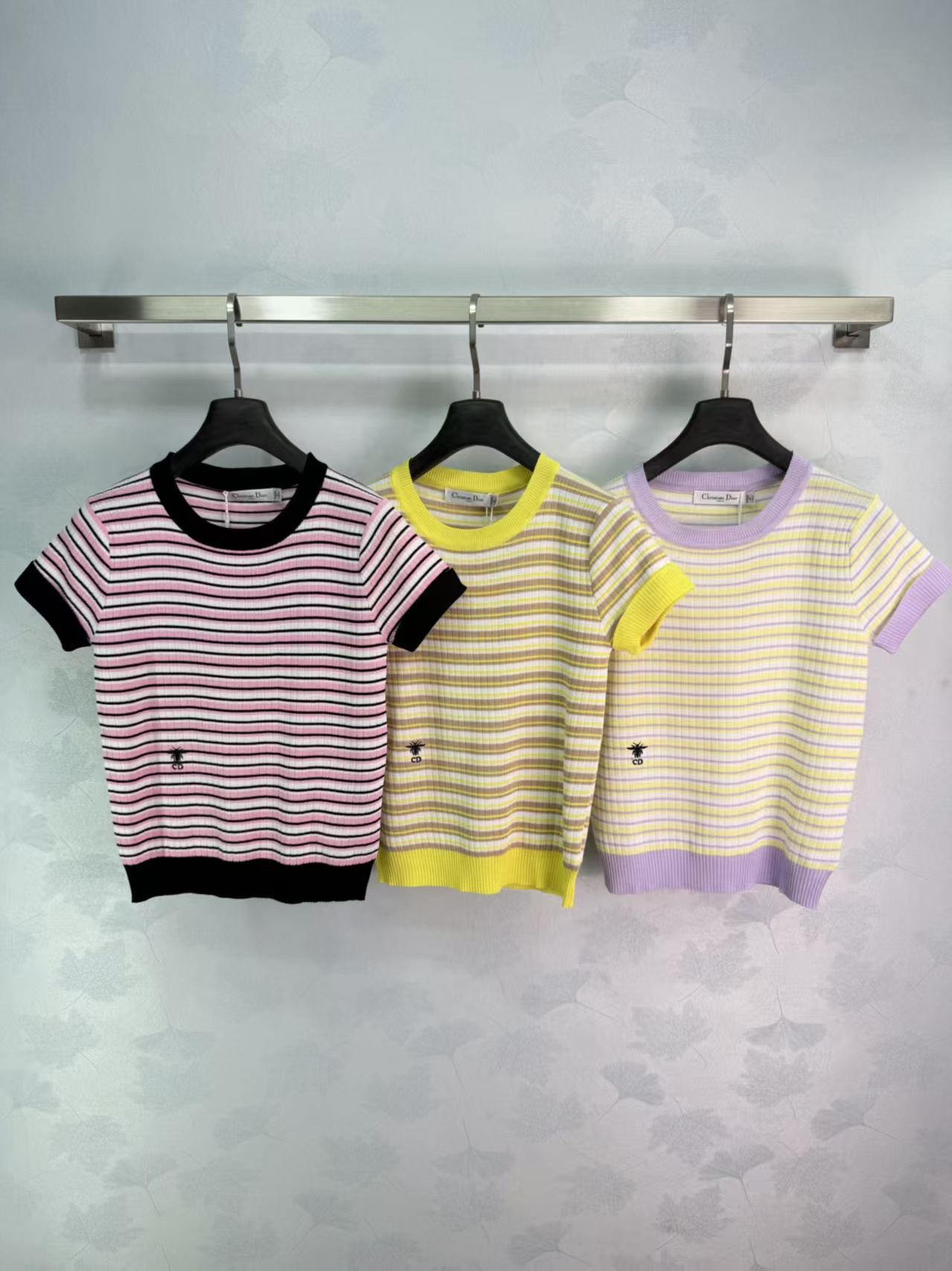 Di*26 New Spring/Summer color-block striped shortsleeve top