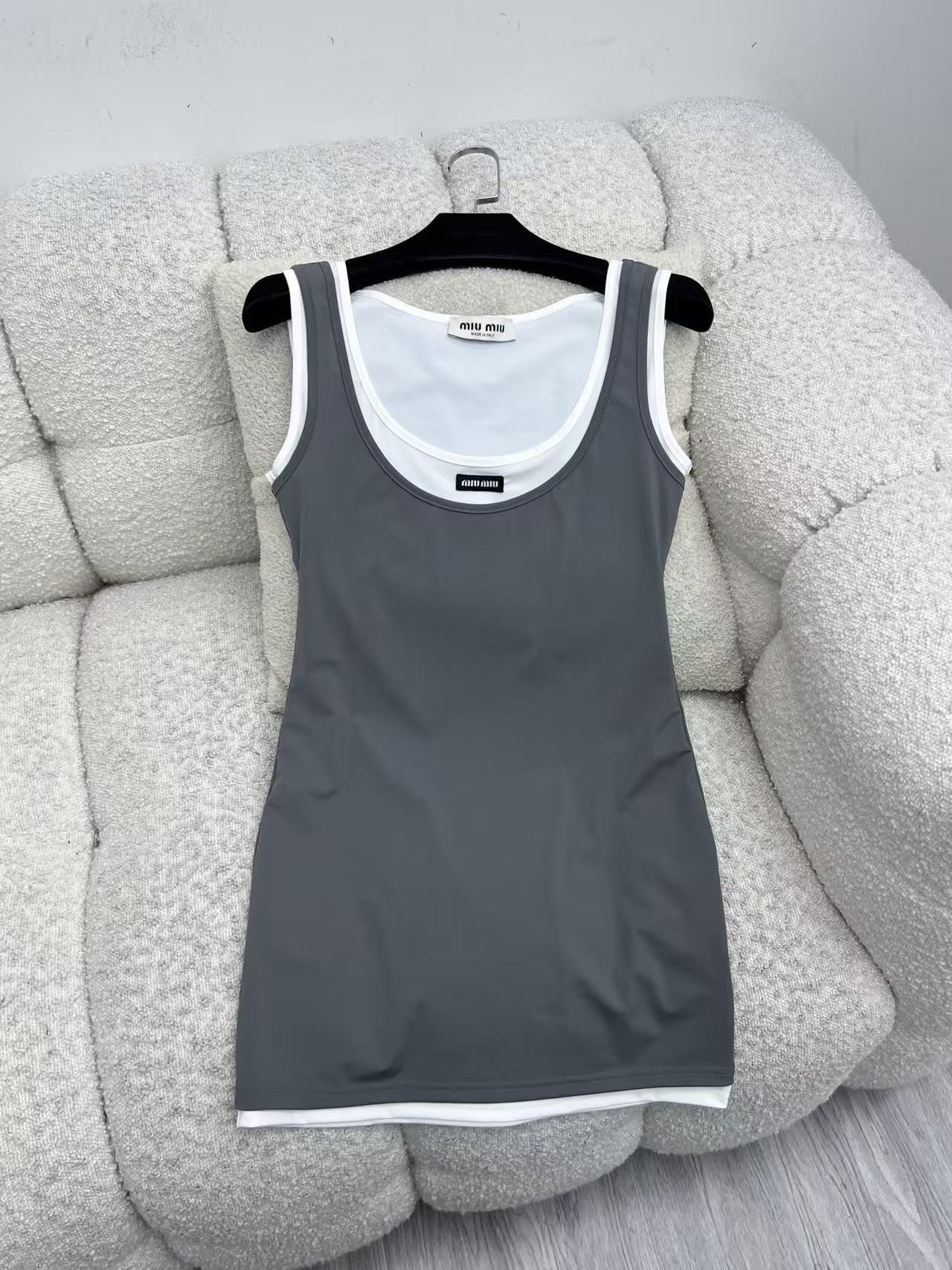 mi 26 Minimal Label Patch Double Layer Camisole Dress