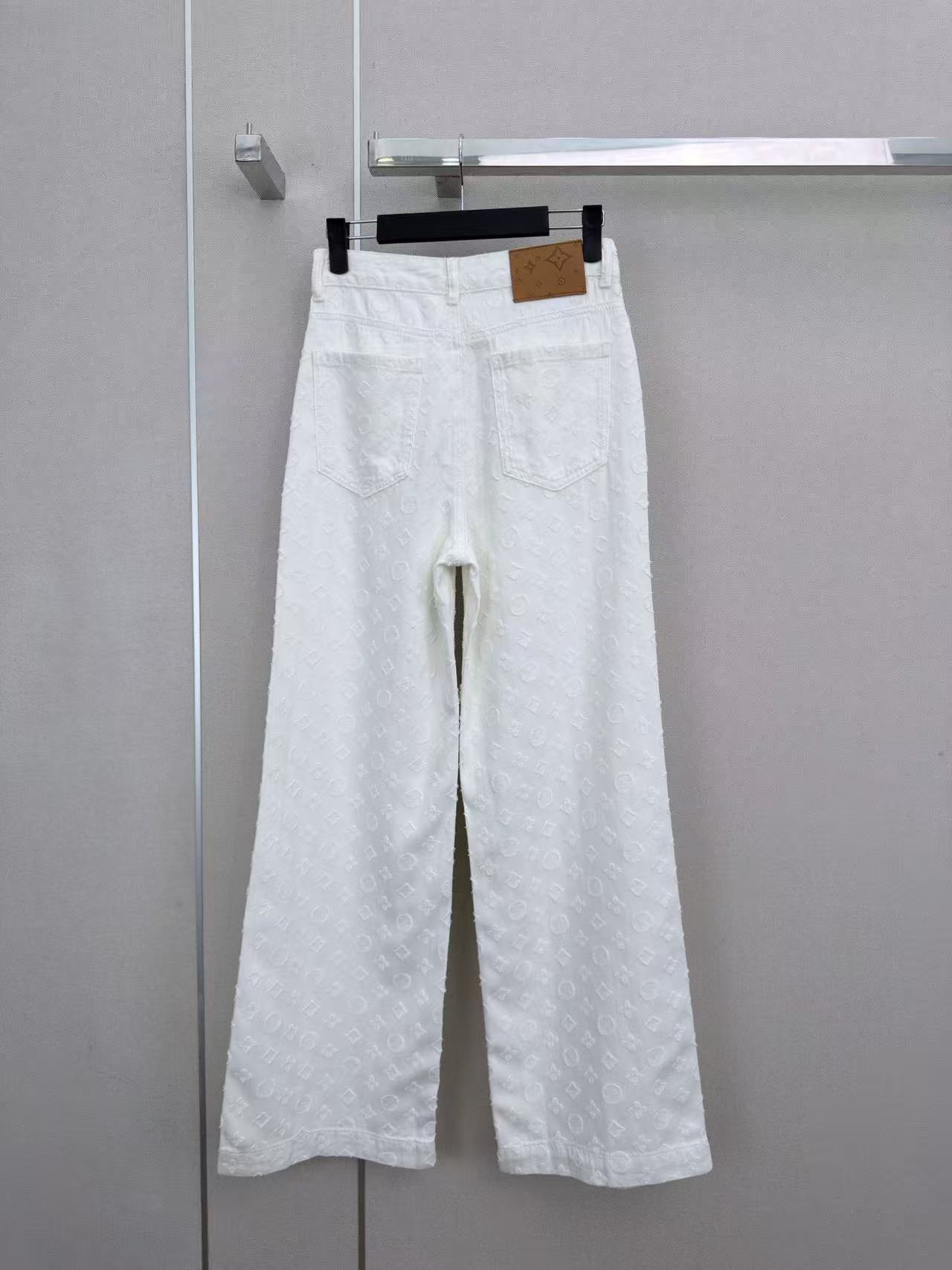 LO 26 High Waist All Over Jacquard Logo Loose Fit Denim Trousers