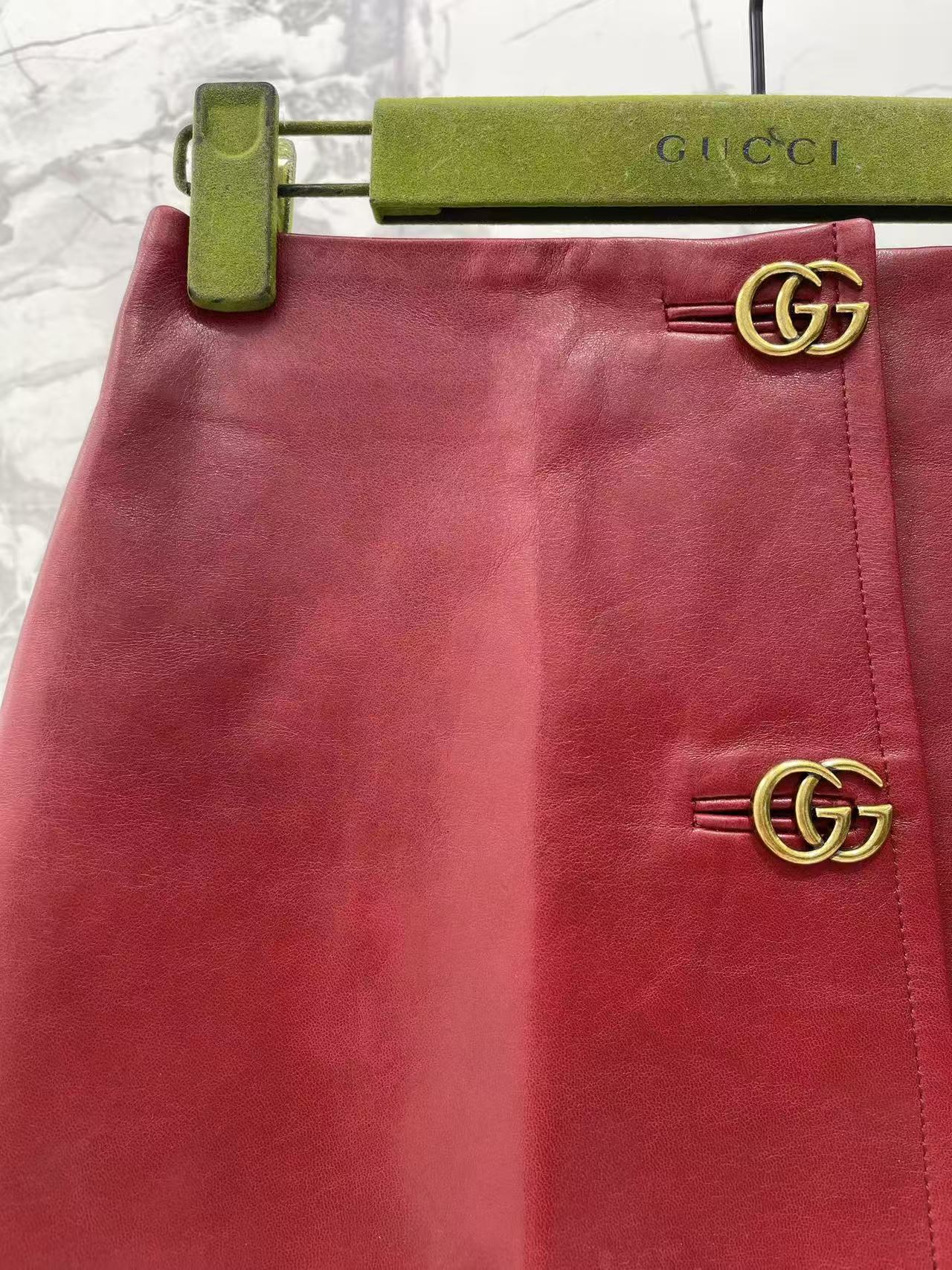 GU Faux Leather High Waist Mini Skirt Gold Decorative Button Bodycon Short Skirt