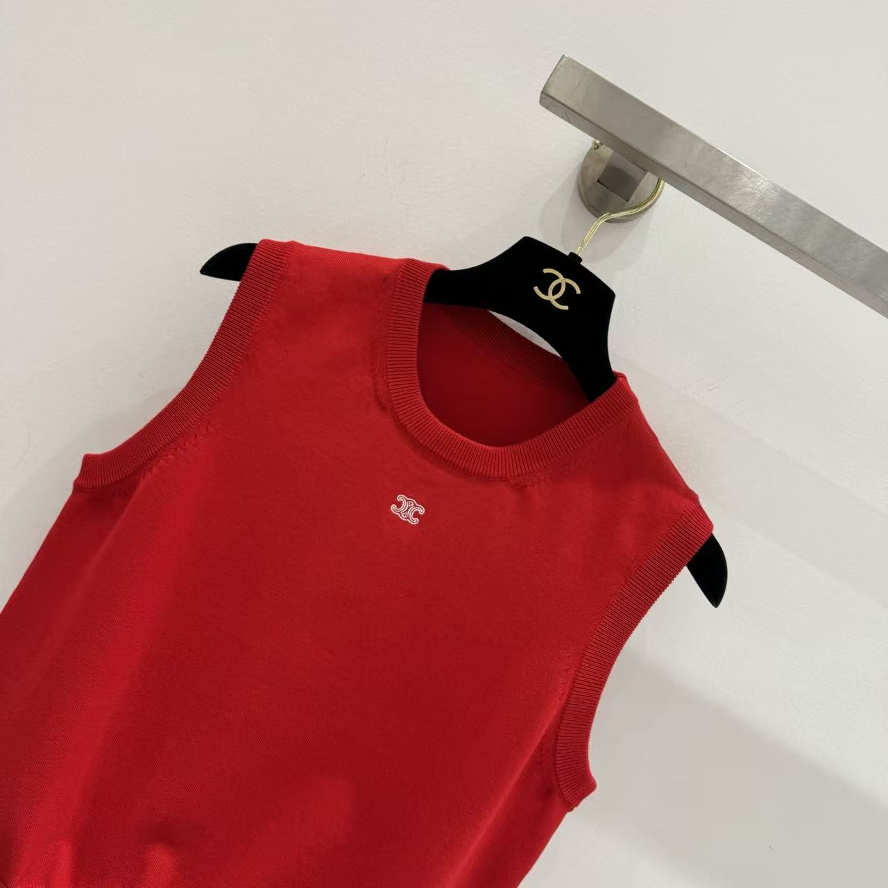 Minimal Embroidered Knit Tank Top
