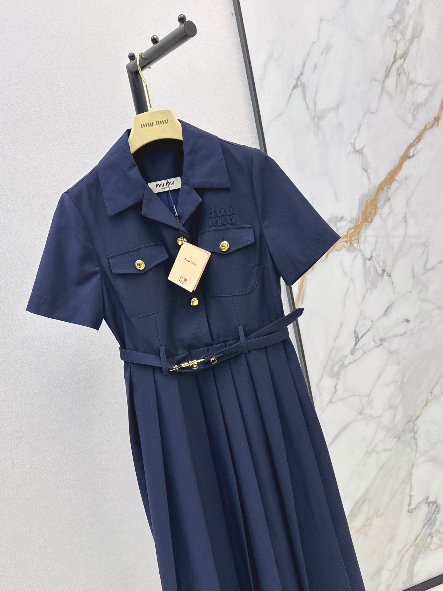 Mi*26Ss Spring/Summer Latest Style Double PocketDecorated Long Pleated Dress