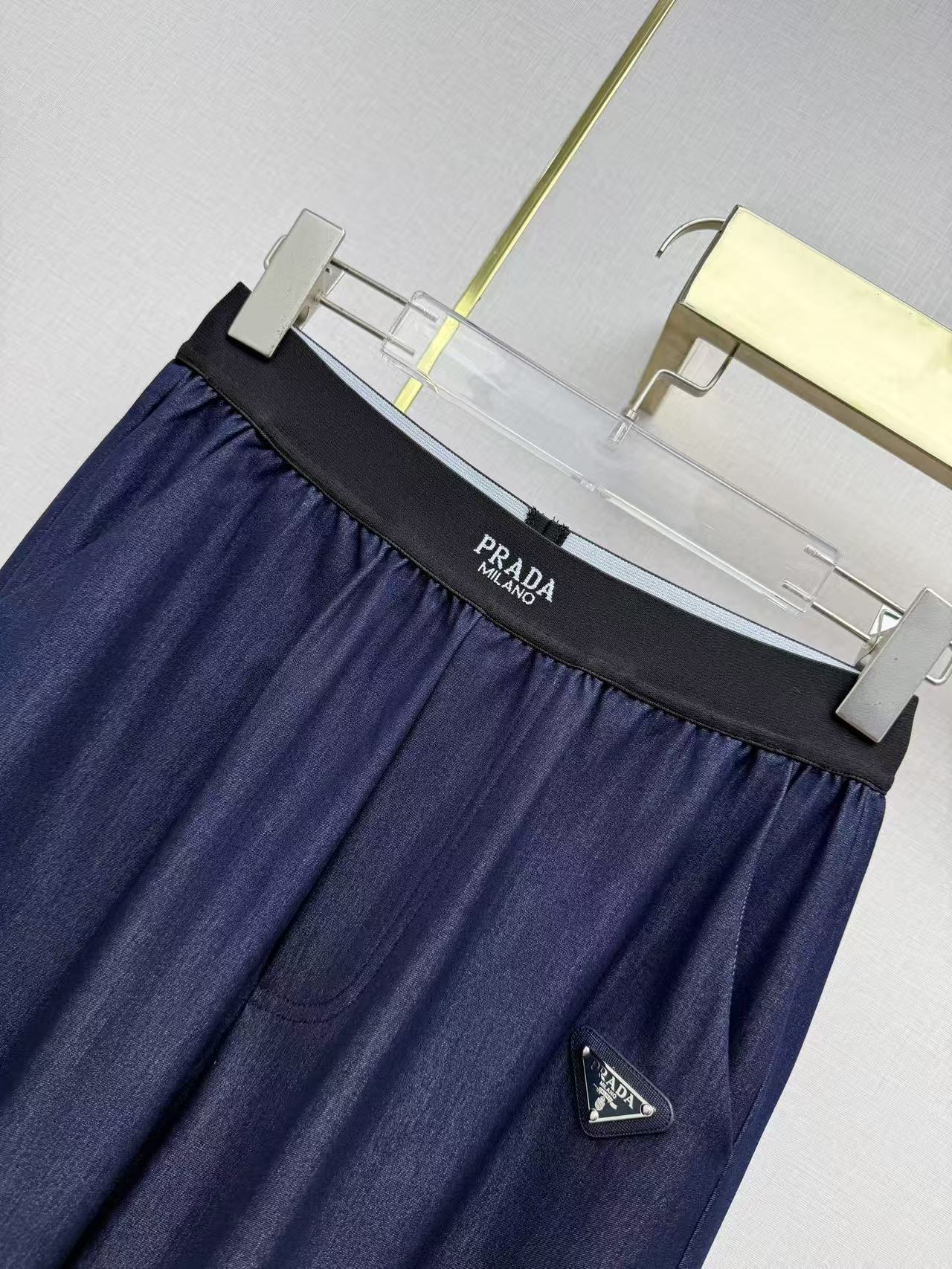 PR 26 Soft Denim Elastic Waist Wide Leg Trousers