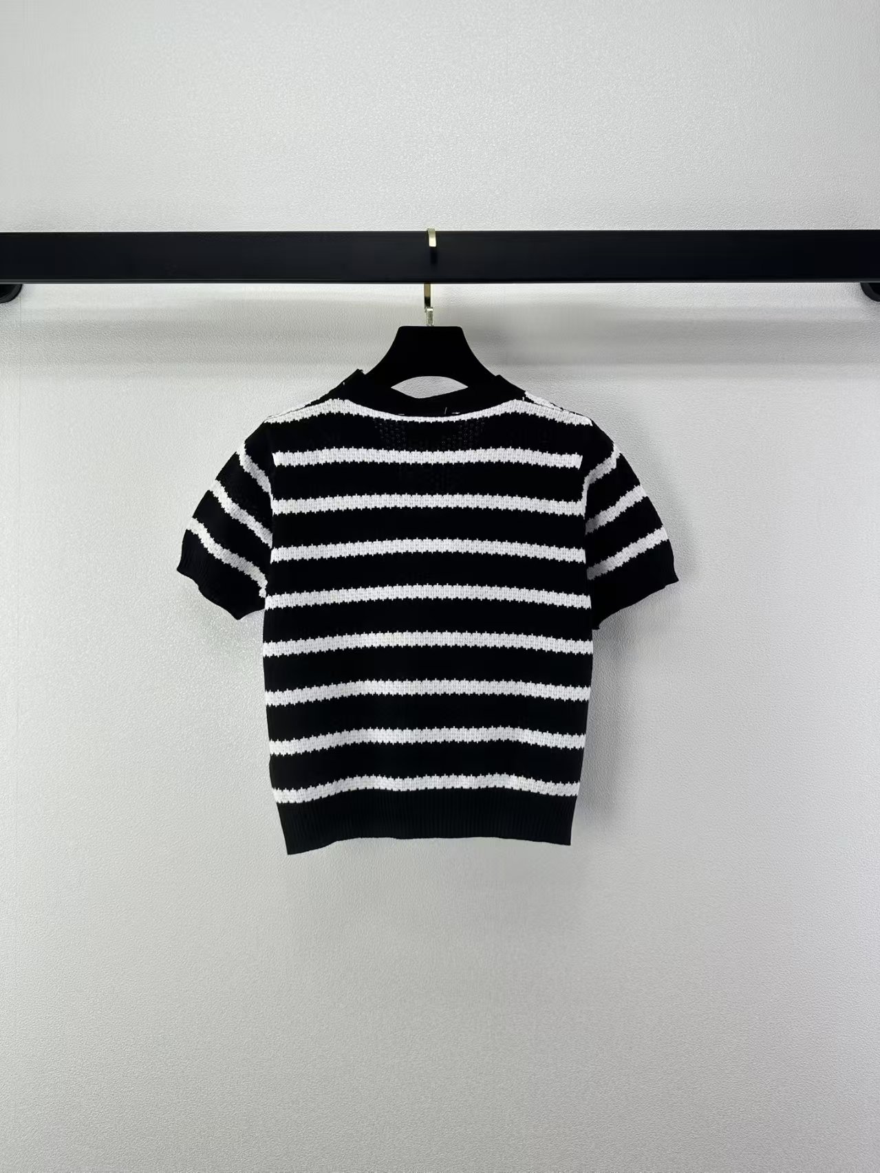 Cha Black and white striped knit cardigan
