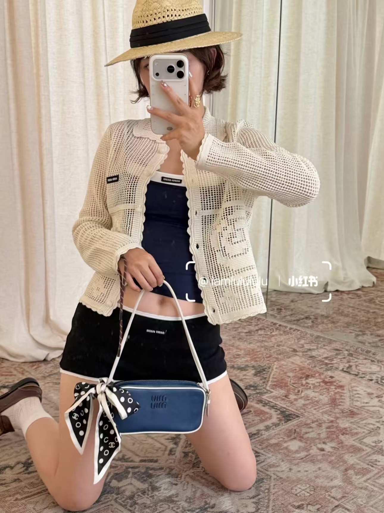 Mi 2026 Spring/SummerCrochet Lace Square Neck Hollow Cardigan