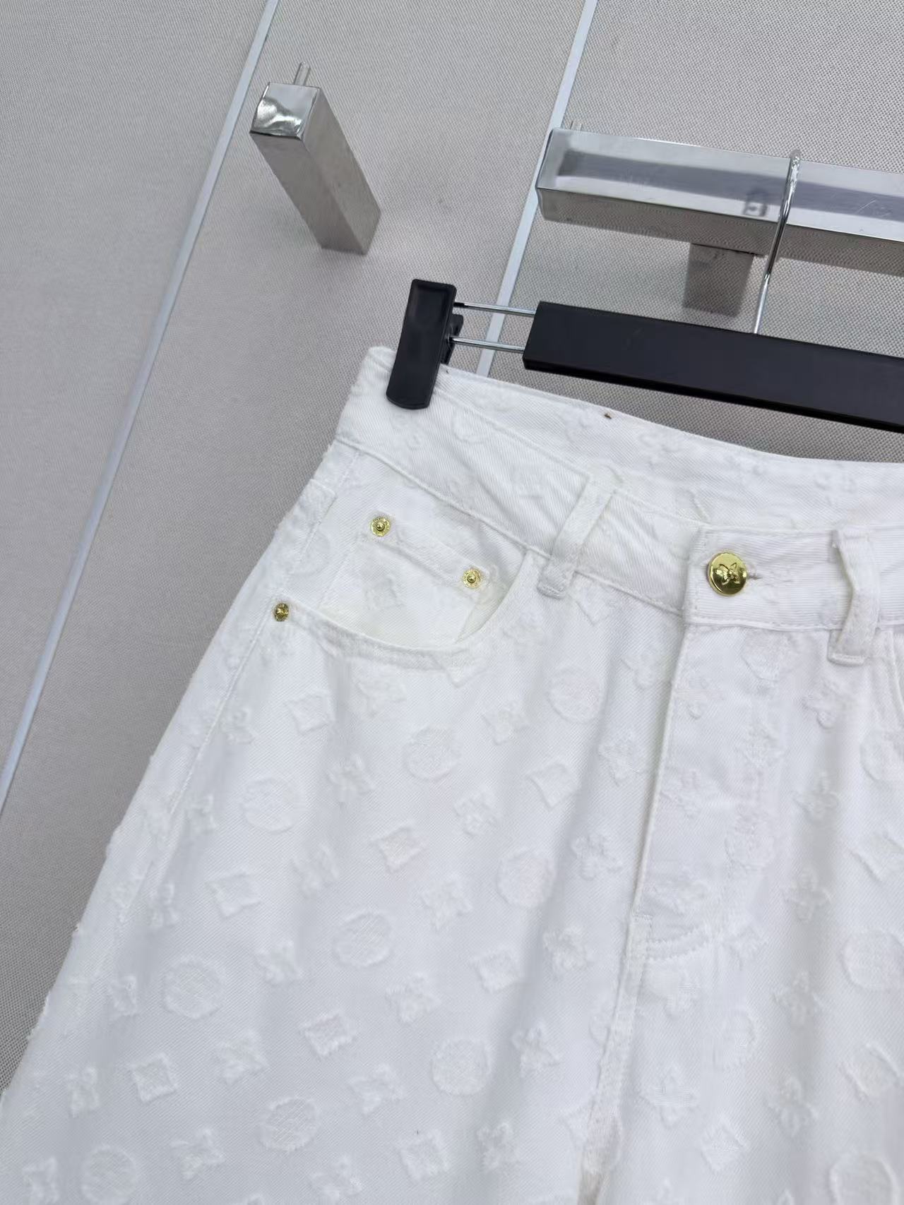LO 26 High Waist All Over Jacquard Logo Loose Fit Denim Trousers
