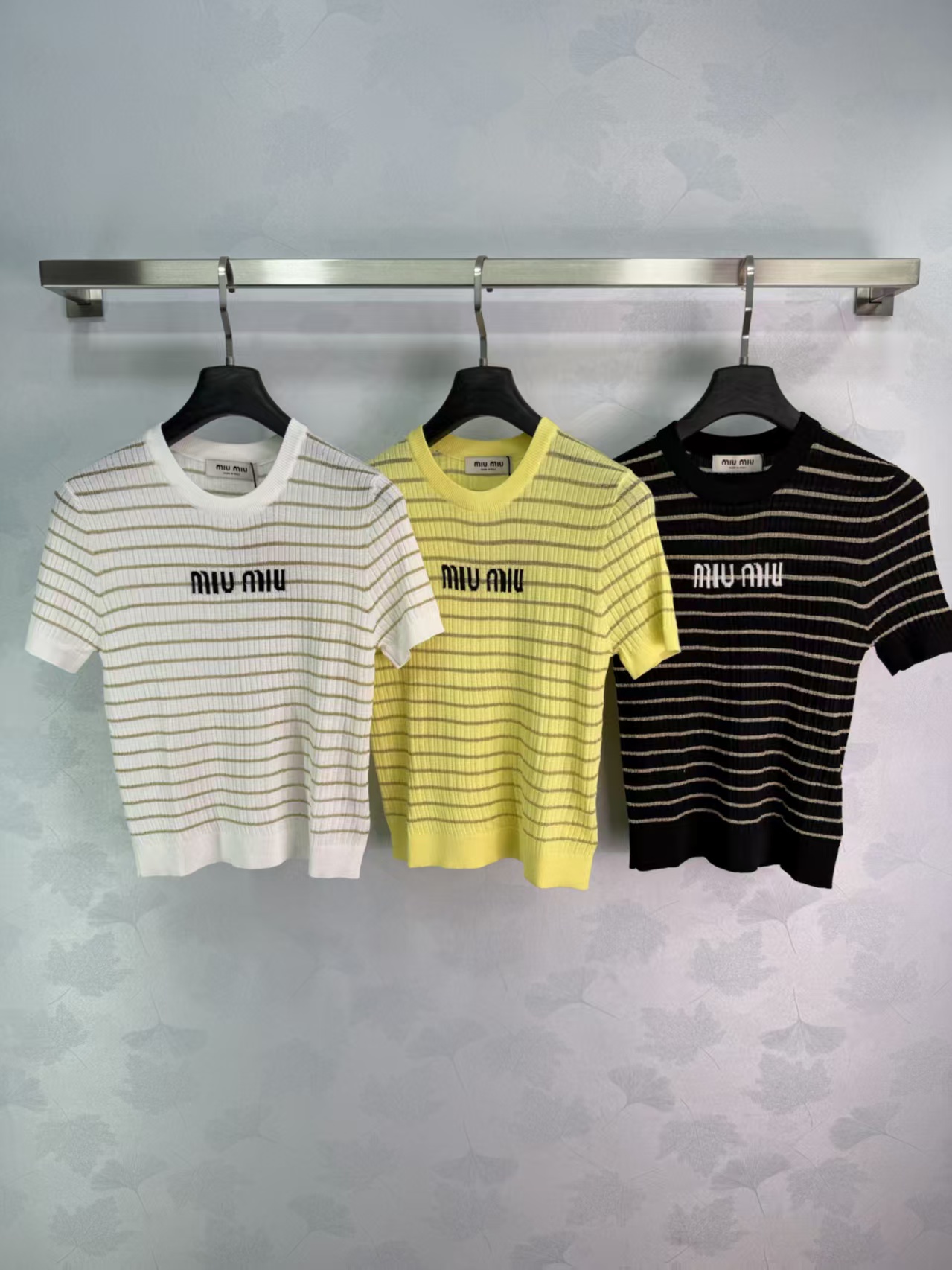 Mi*26 Spring/Summer New Striped Knit ShortSleeve