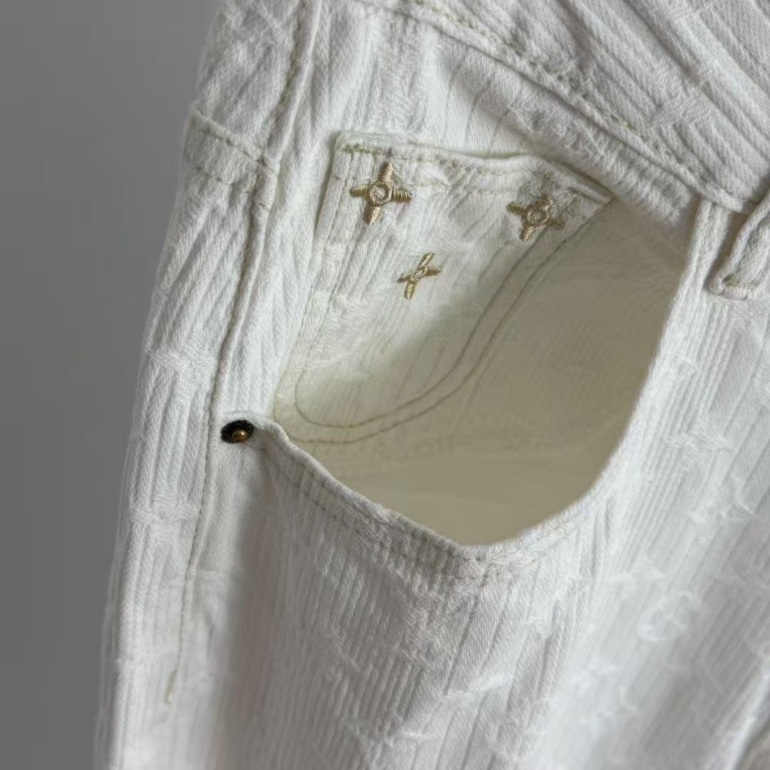 LO 26 Subtle Jacquard Pattern Five Pocket Loose Straight Jeans
