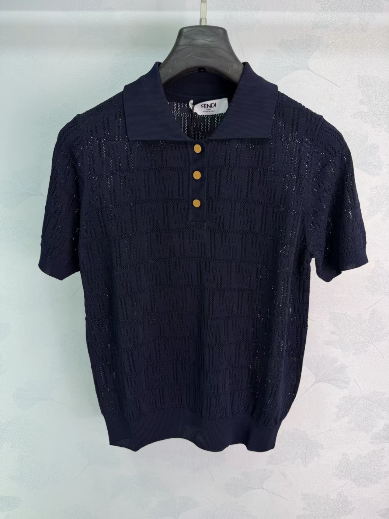 FE* 2026 Spring/Summer New Collared Hollow Knit Short Sleeve