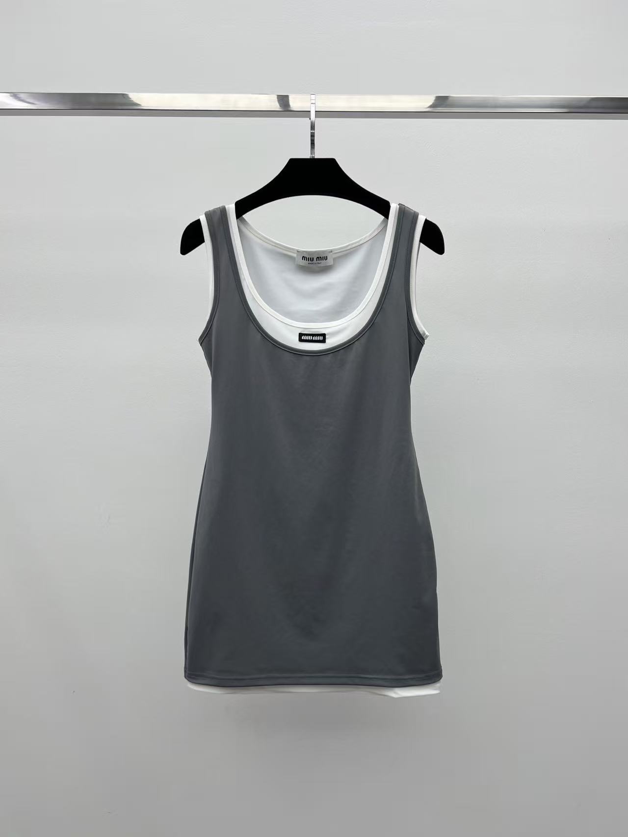 mi 26 Minimal Label Patch Double Layer Camisole Dress