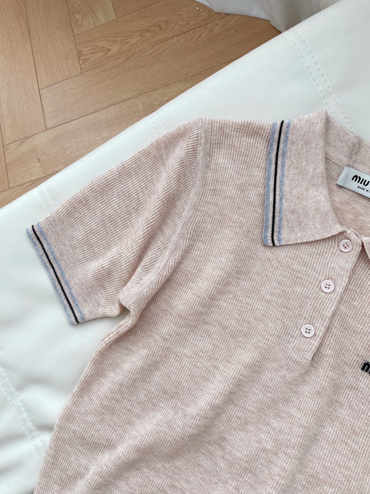 Mi short-sleeved knitted polo shirt
