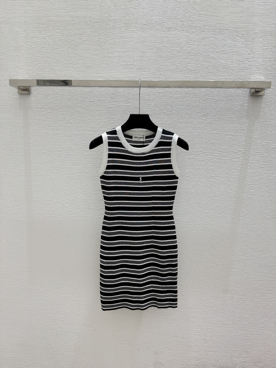 YS 26 Crew Neck Contrast Trim Stripe Knit Bodycon Dress