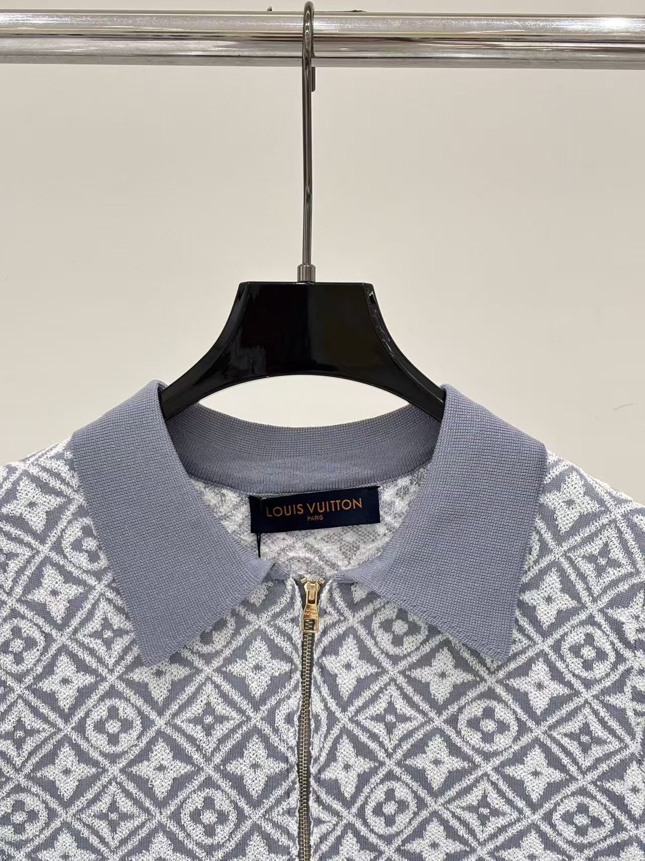 LO 26 Blue Diamond Monogram Polo Knit Mini Dress