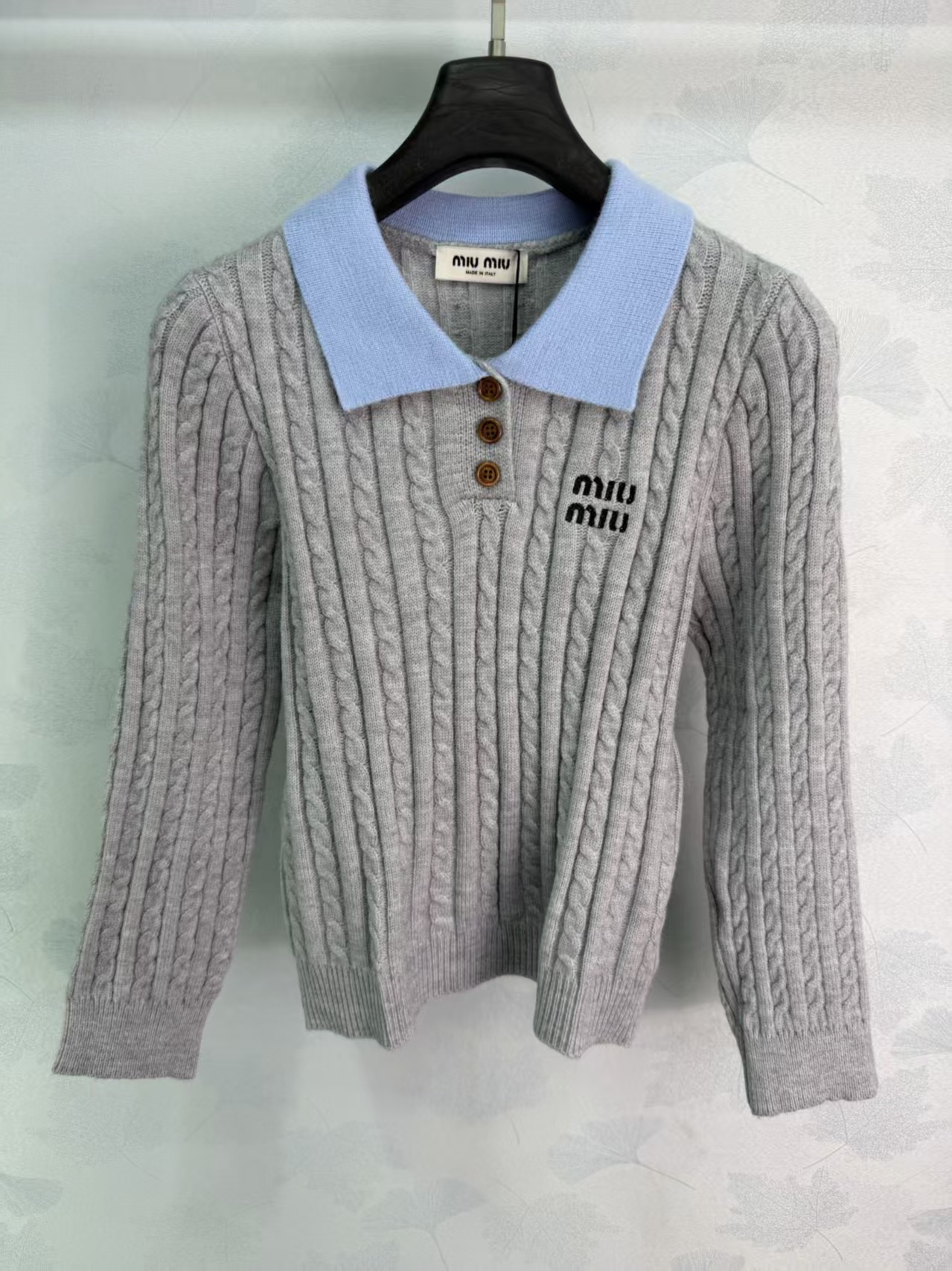 Mi* 2026 Early Autumn New Color-block Fake Two-piece Lapel Knitted Long Sleeve Sweater