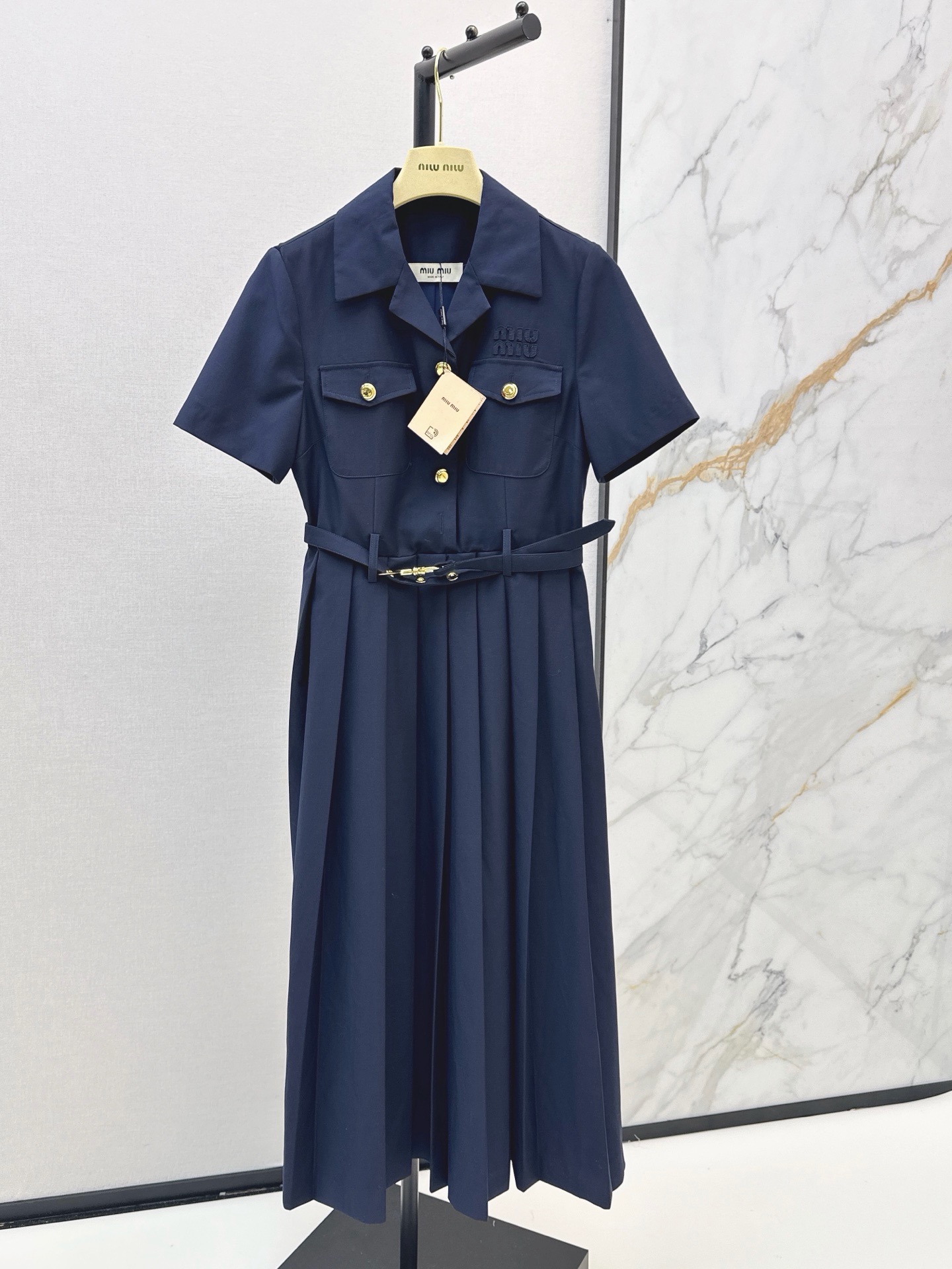 Mi*26Ss Spring/Summer Latest Style Double PocketDecorated Long Pleated Dress