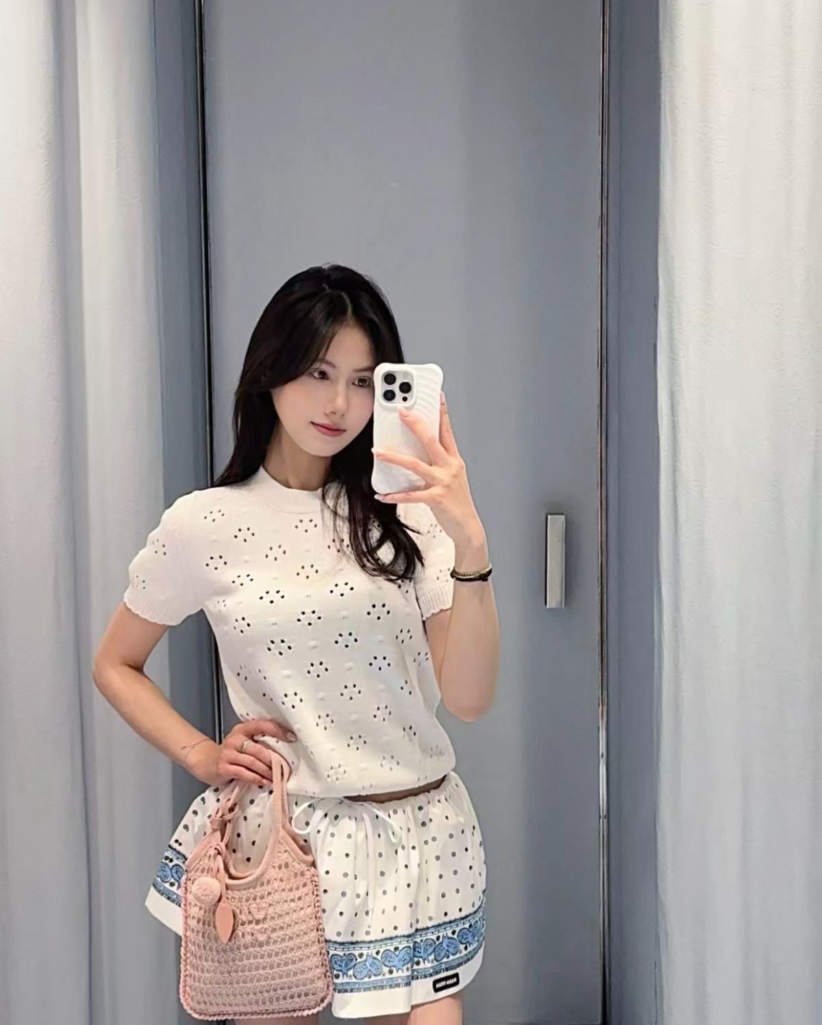 Mi*26ss New Arrival Polka Dot Print Mini Skirt
