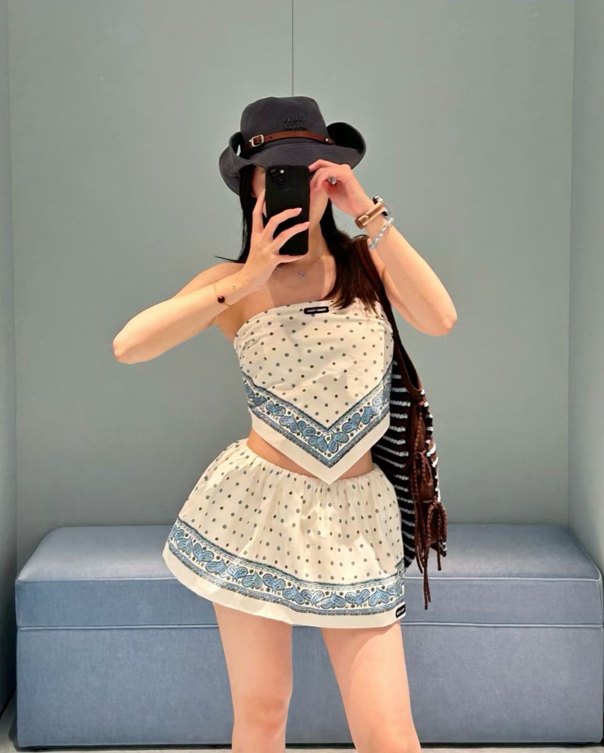 Mi*26ss New Arrival Polka Dot Print Mini Skirt