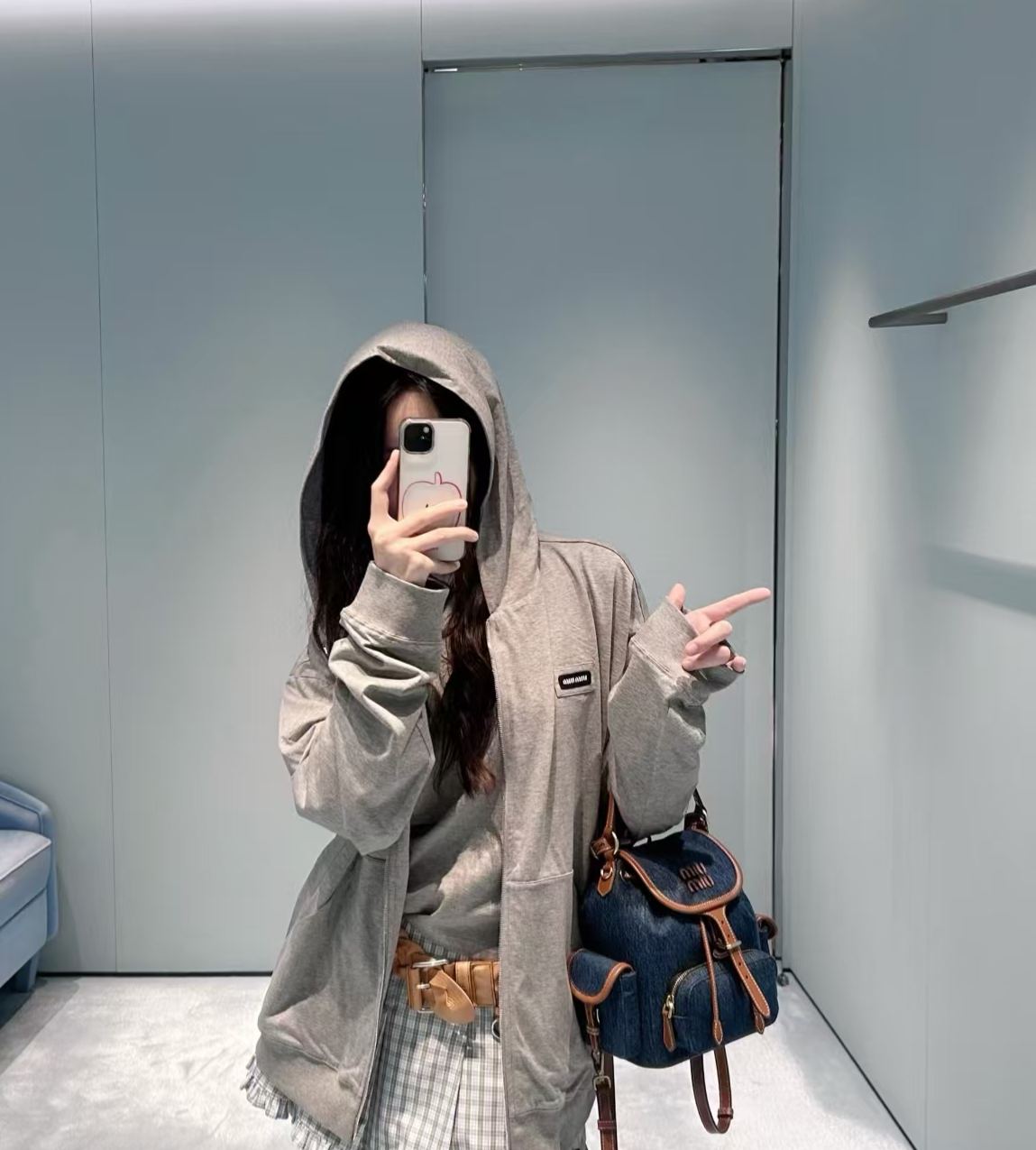 Mi** hooded zip-up hoodie