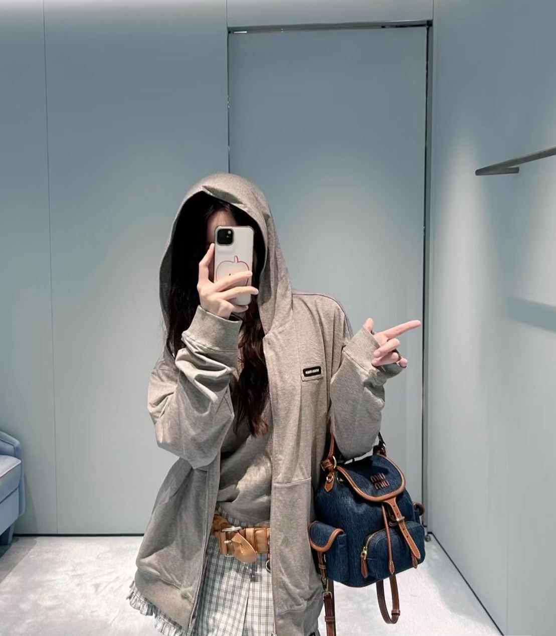 Mi** hooded zip-up hoodie