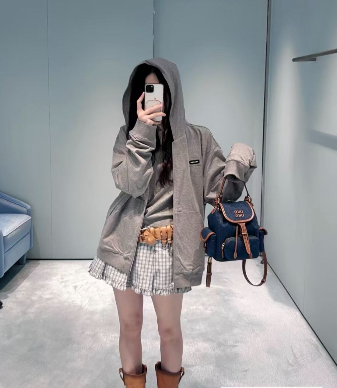 Mi** hooded zip-up hoodie
