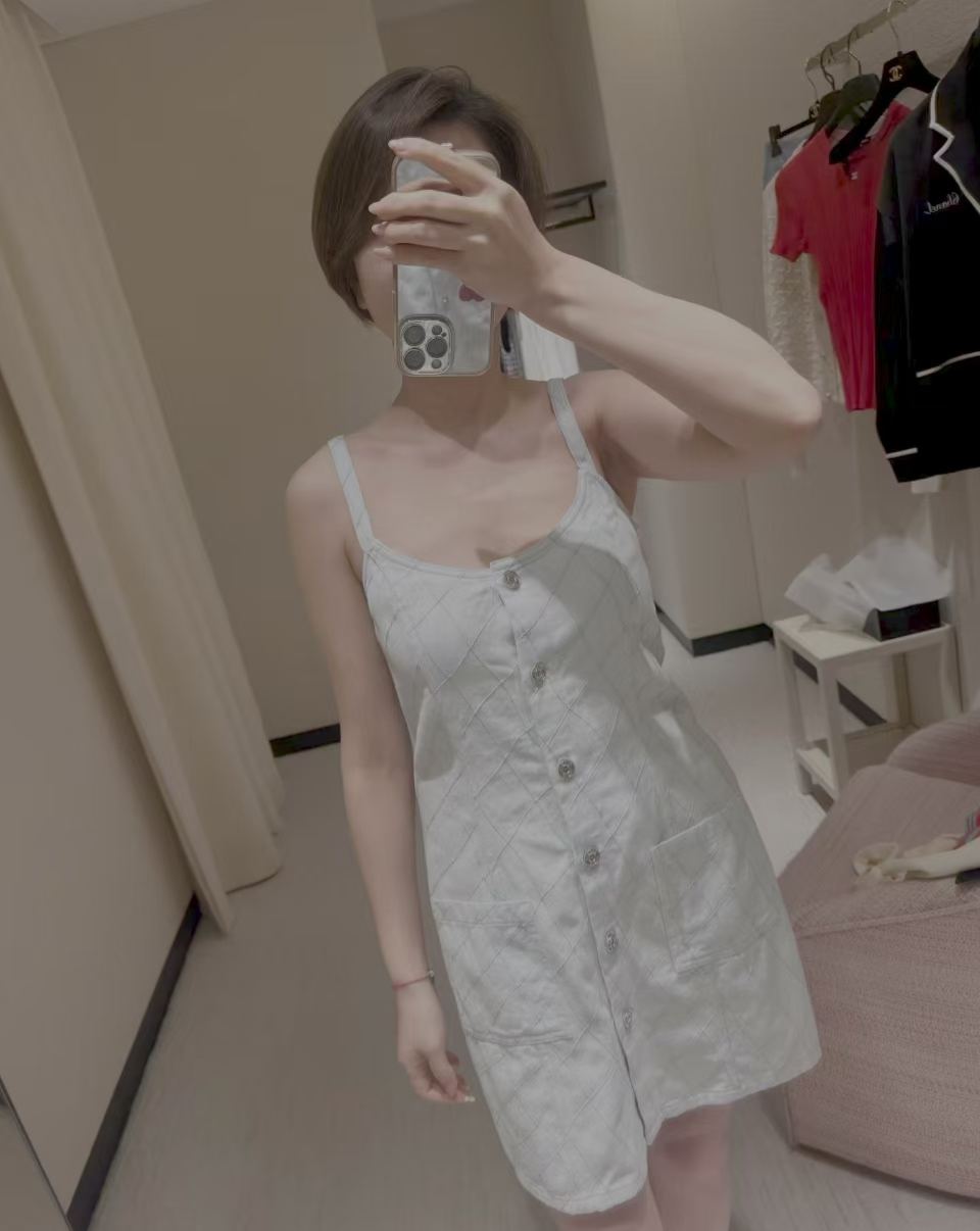 Cha* 2026 New Arrival Argyle Denim Dress